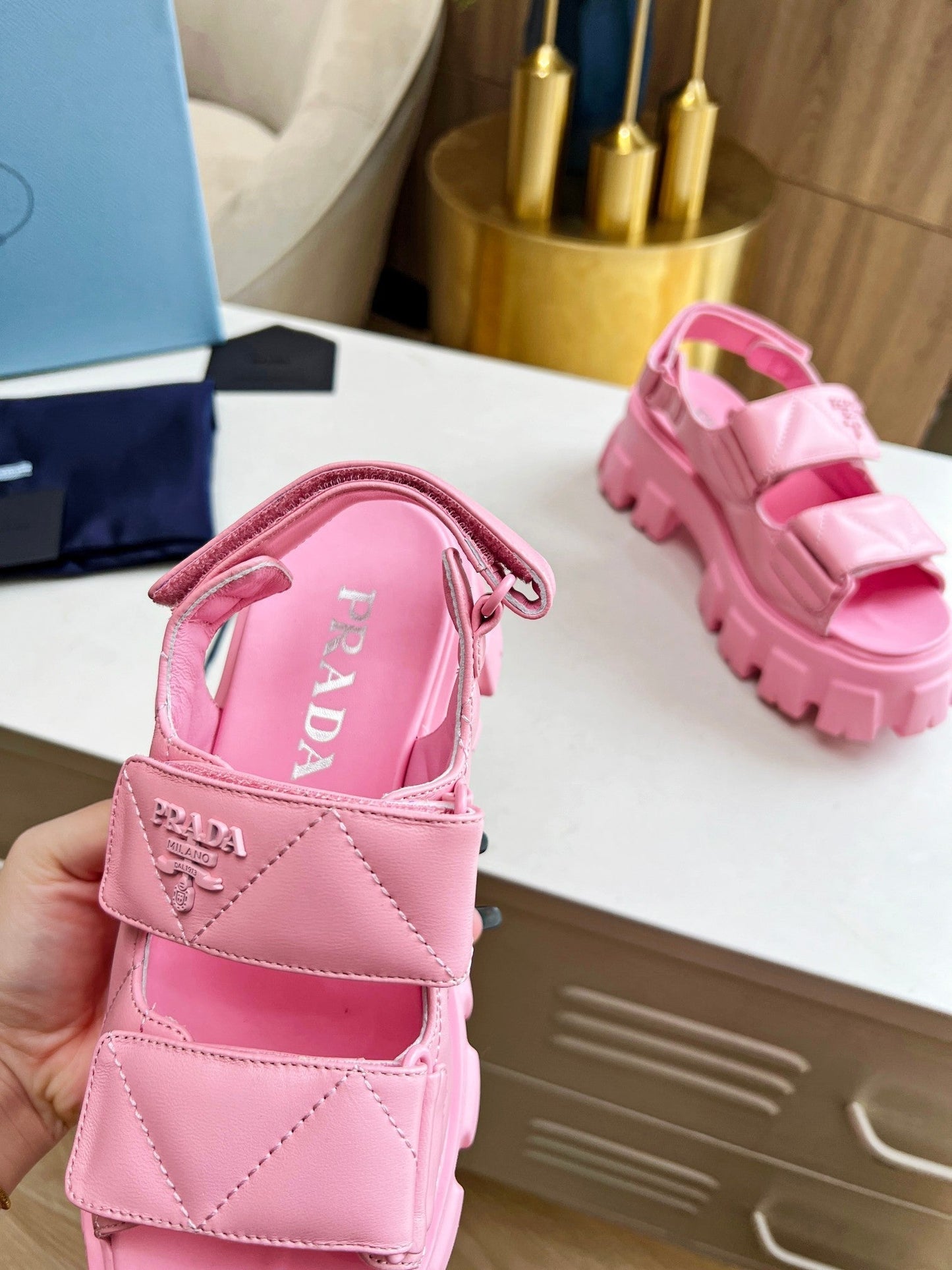 PRA MONOLITH NAPPA SANDALS BRIGHT PINK LAMBSKIN - 34