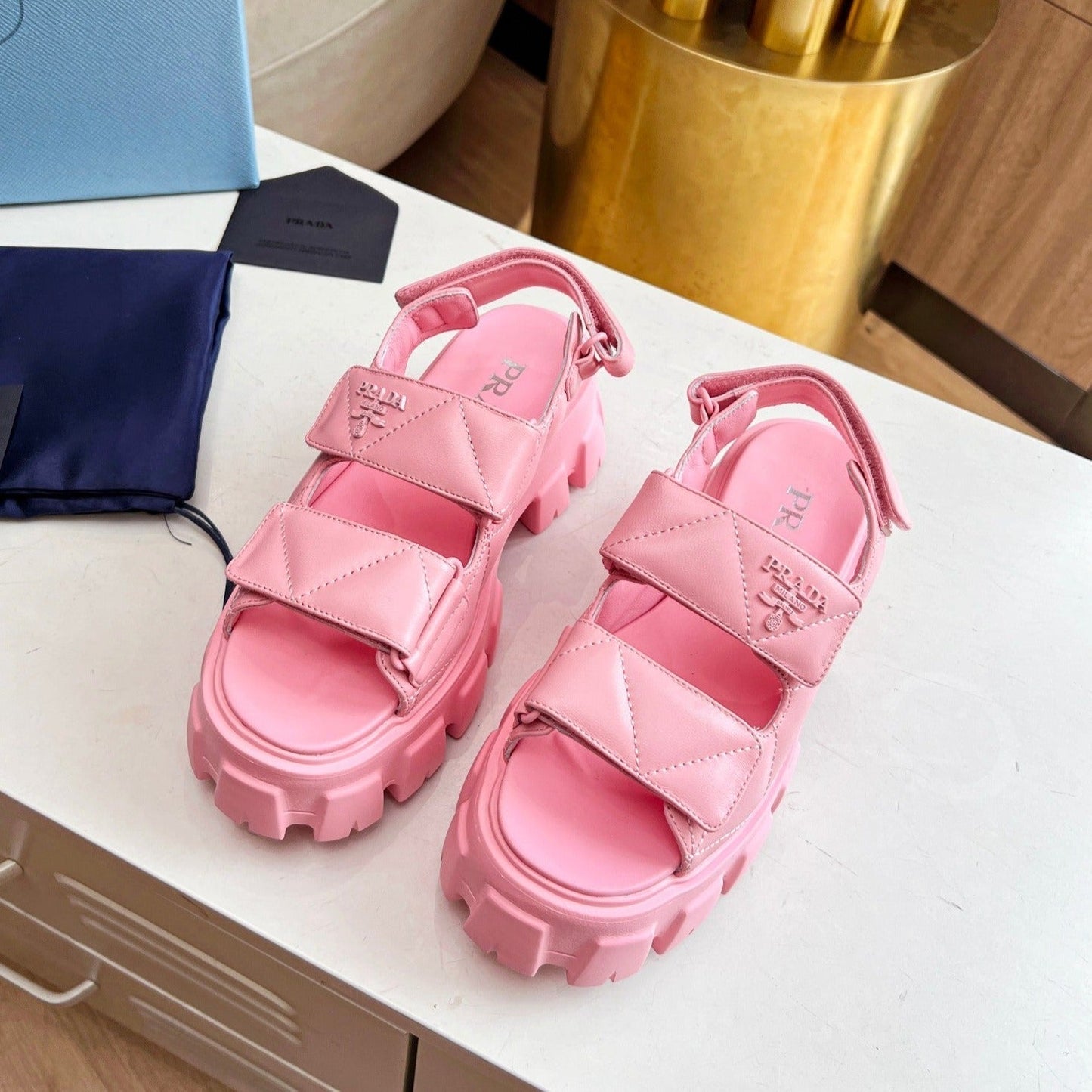 PRA MONOLITH NAPPA SANDALS BRIGHT PINK LAMBSKIN - 34