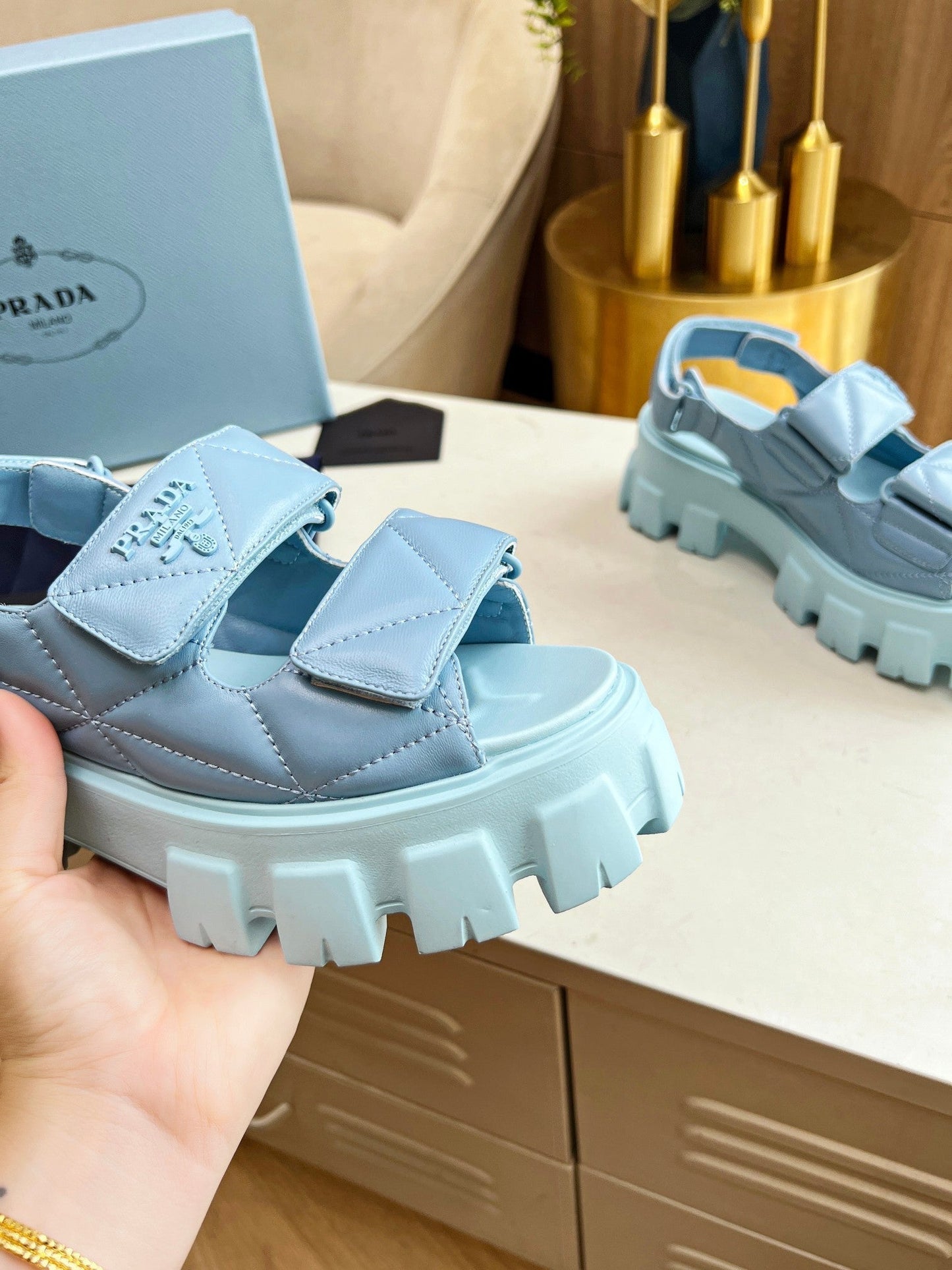 PRA MONOLITH NAPPA SANDALS SKY LAMBSKIN - 34