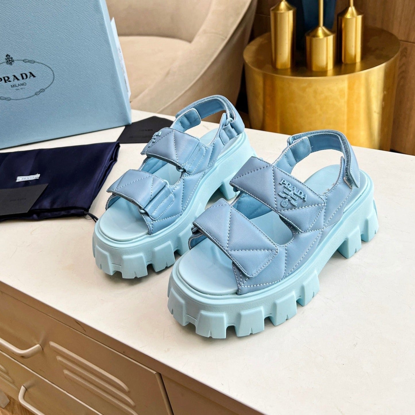PRA MONOLITH NAPPA SANDALS SKY LAMBSKIN - 34