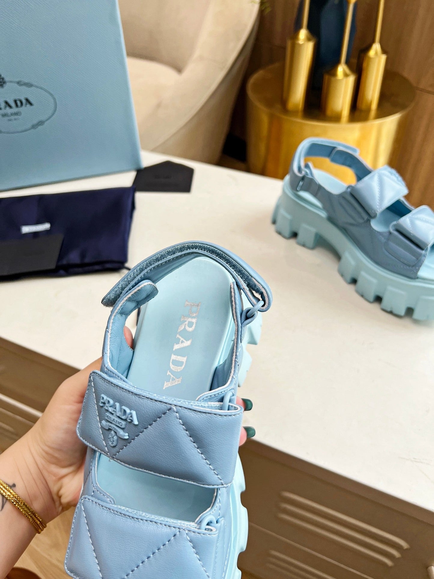 PRA MONOLITH NAPPA SANDALS SKY LAMBSKIN - 34
