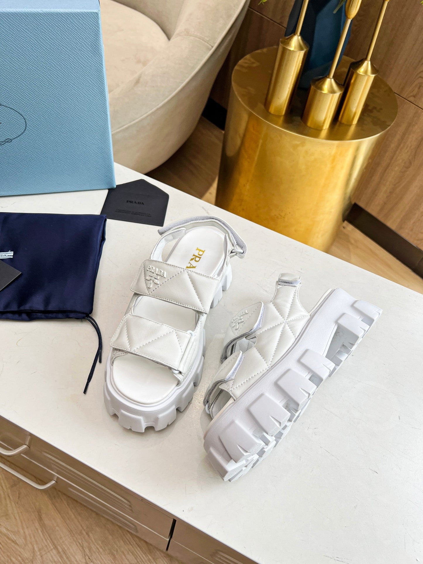 PRA MONOLITH NAPPA SANDALS WHITE LAMBSKIN - 34