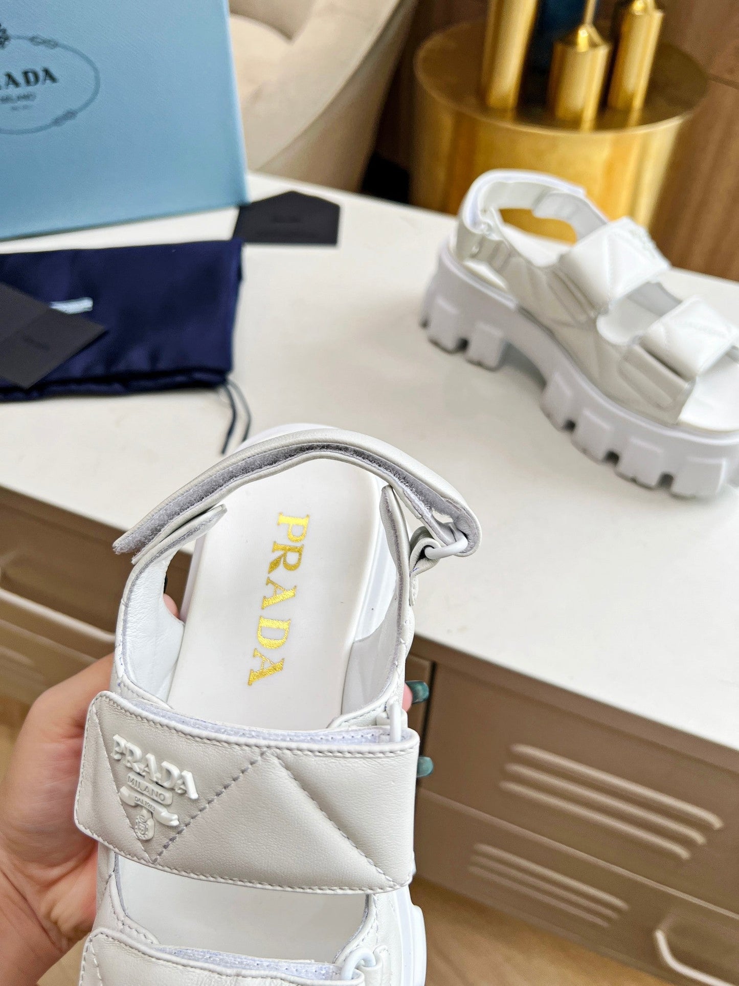 PRA MONOLITH NAPPA SANDALS WHITE LAMBSKIN - 34