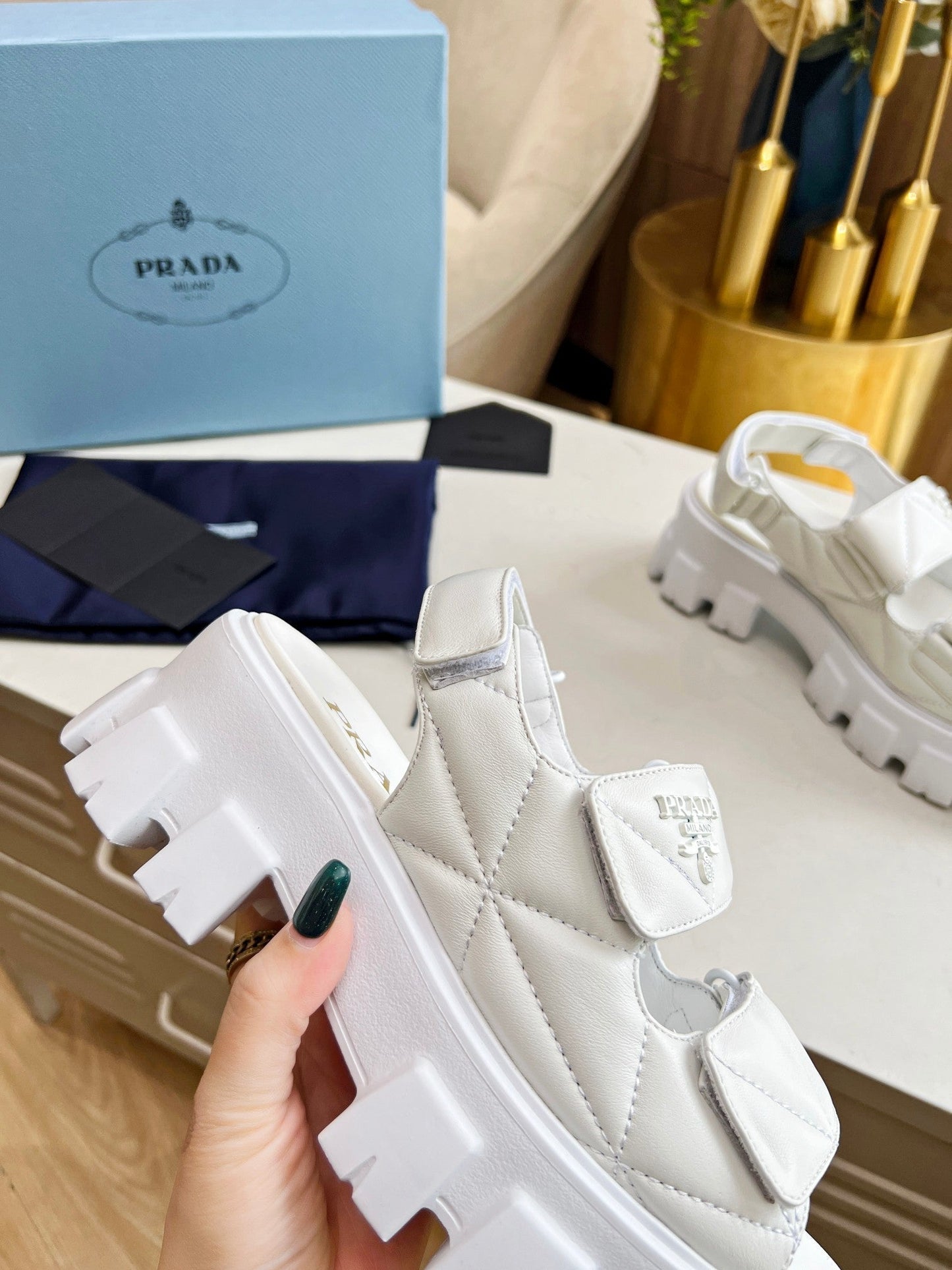 PRA MONOLITH NAPPA SANDALS WHITE LAMBSKIN - 34