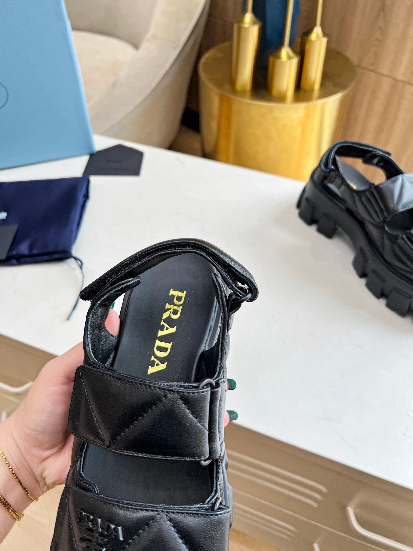 PRA MONOLITH NAPPA SANDALS BLACK LAMBSKIN - 34