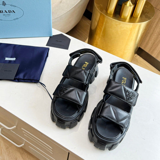 PRA MONOLITH NAPPA SANDALS BLACK LAMBSKIN - 34