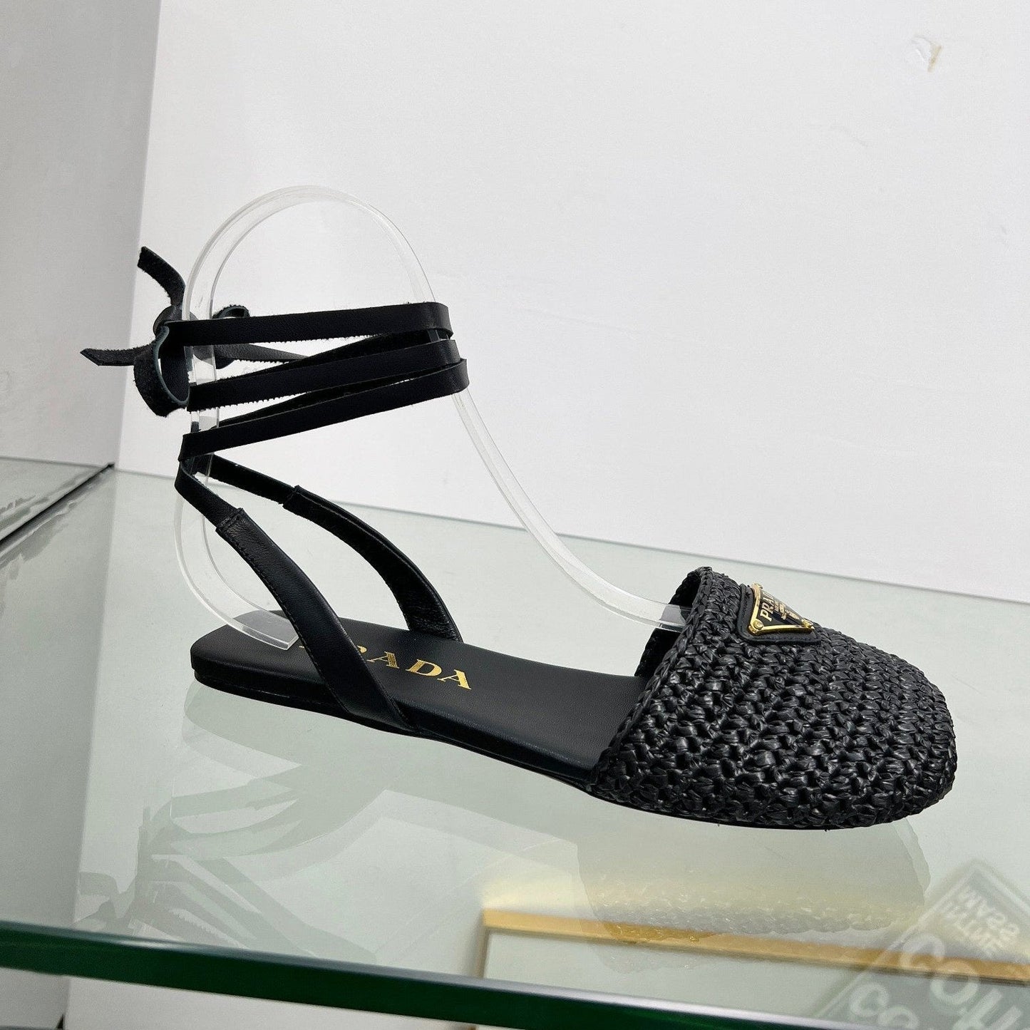 CROCHET SANDALS IN BLACK FABRIC - 35