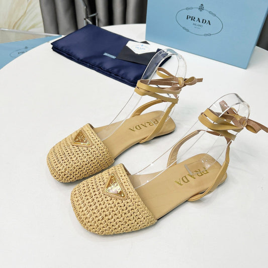 CROCHET SANDALS IN EGG NOG BEIGE FABRIC - 35