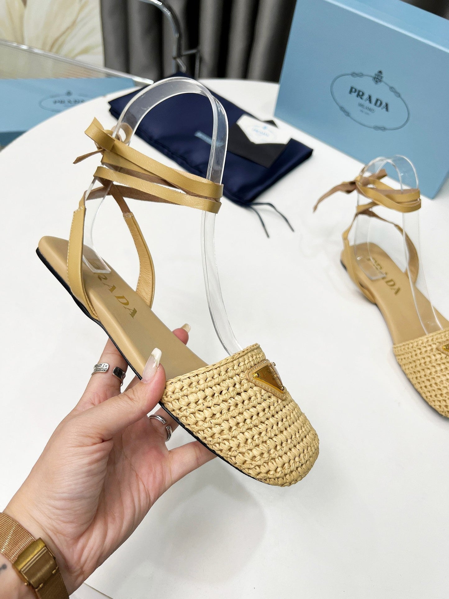 CROCHET SANDALS IN EGG NOG BEIGE FABRIC - 35