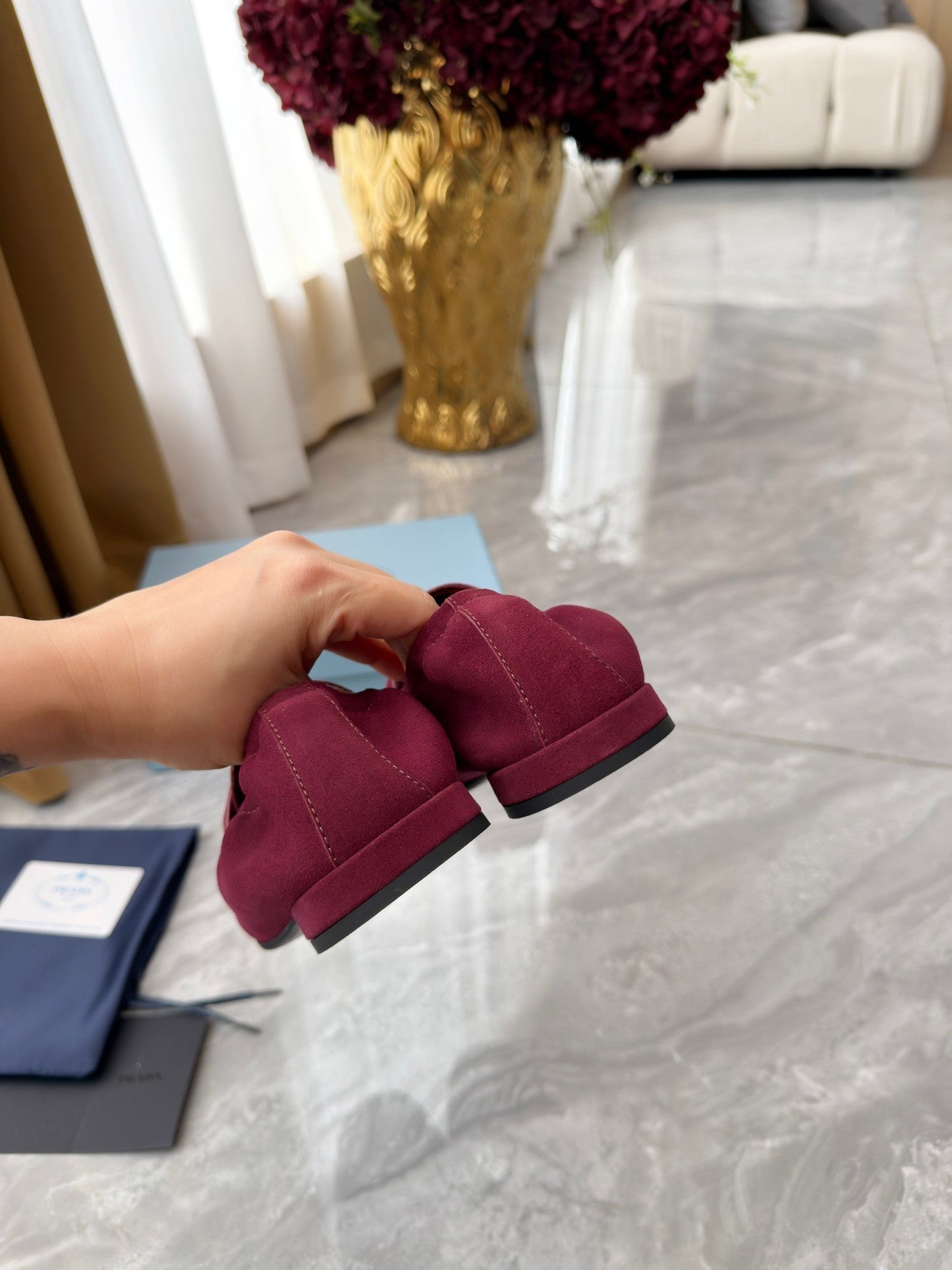 PRADA 25S LOAFERS IN DARK RED SUEDE - 35
