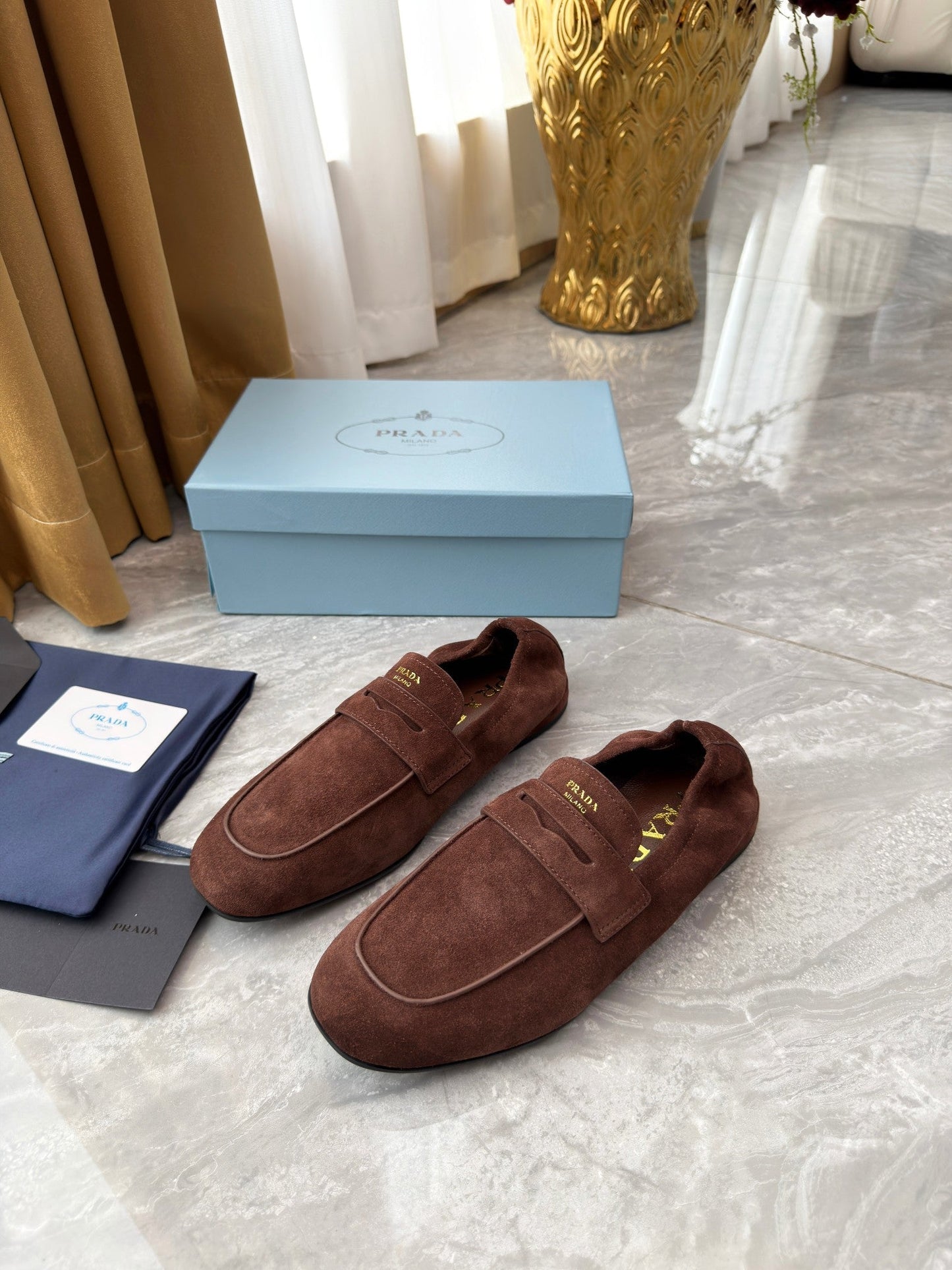 PRADA 25S LOAFERS IN BROWN SUEDE - 35