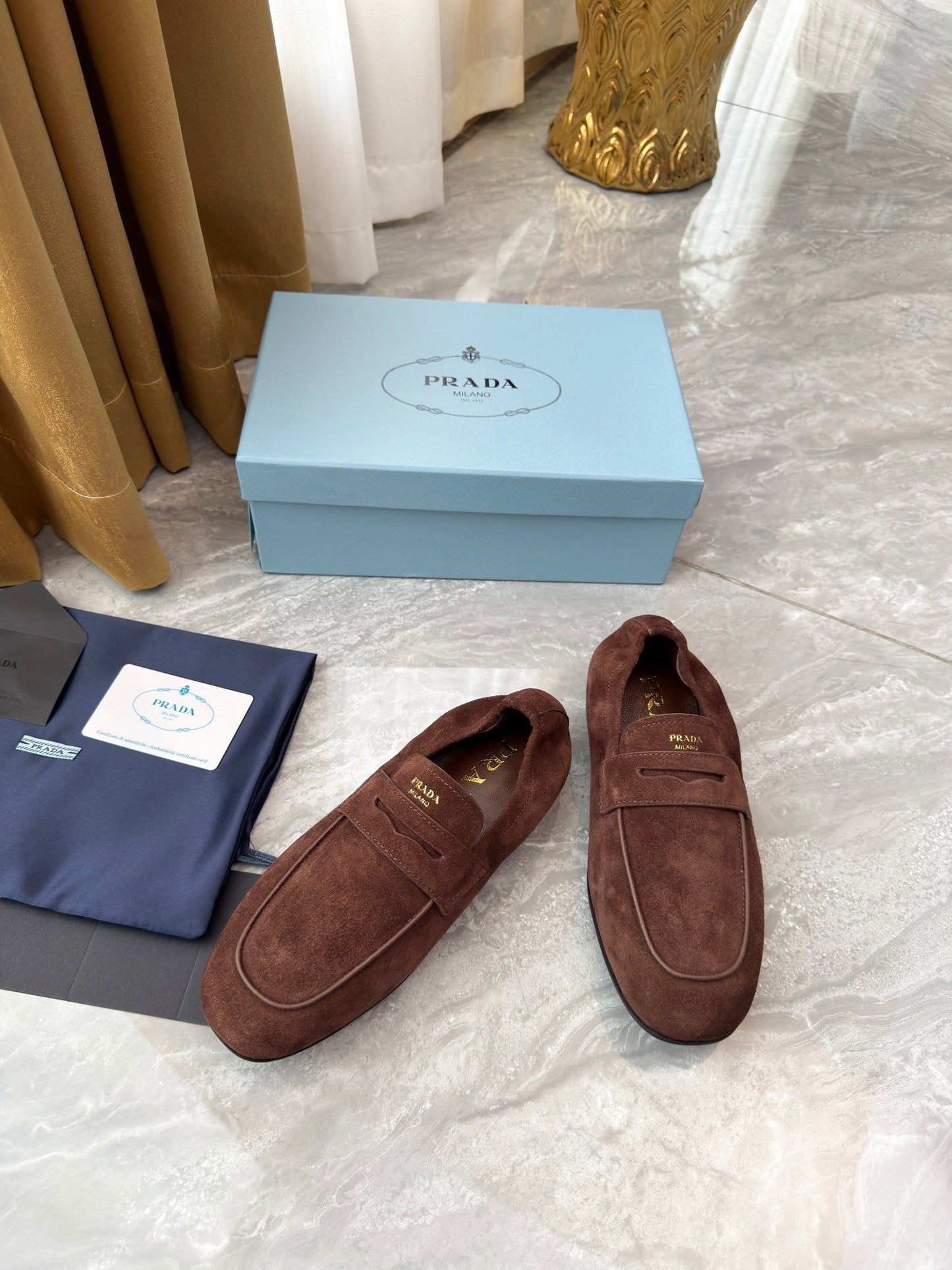 PRADA 25S LOAFERS IN BROWN SUEDE - 35