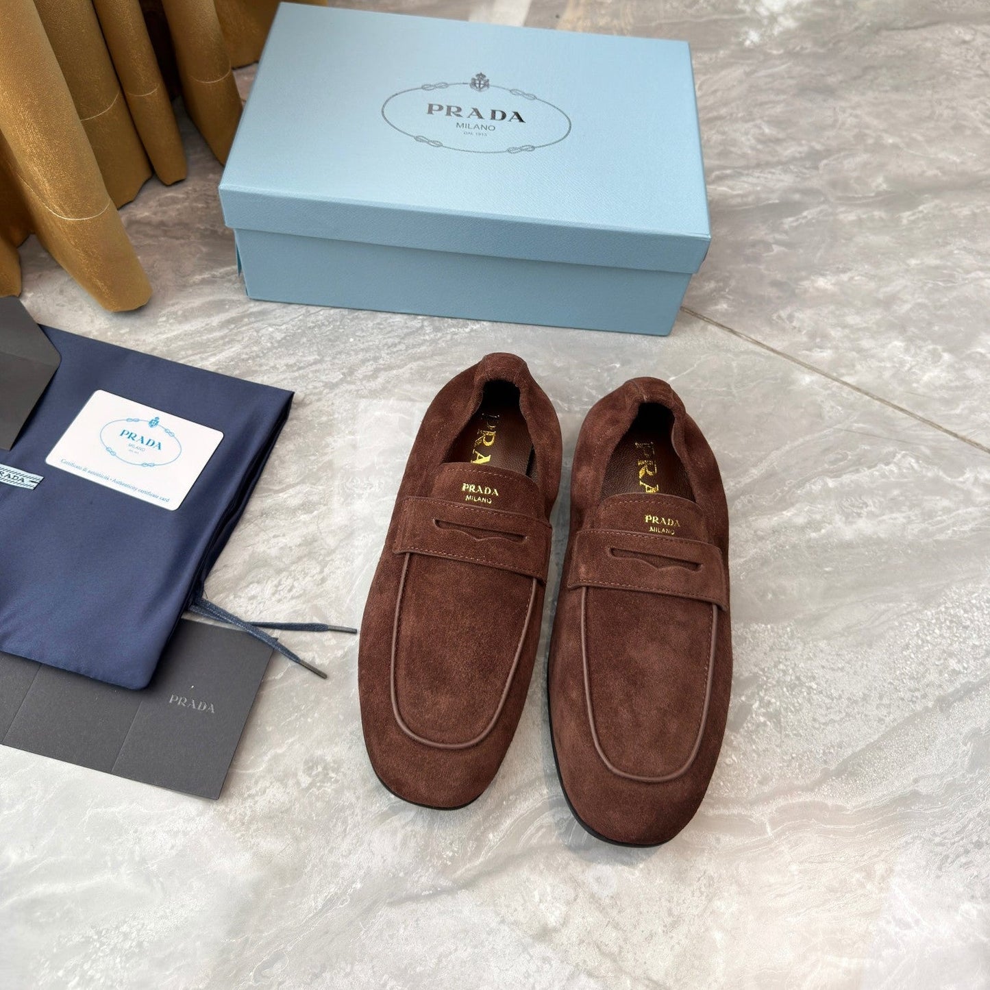 PRADA 25S LOAFERS IN BROWN SUEDE - 35