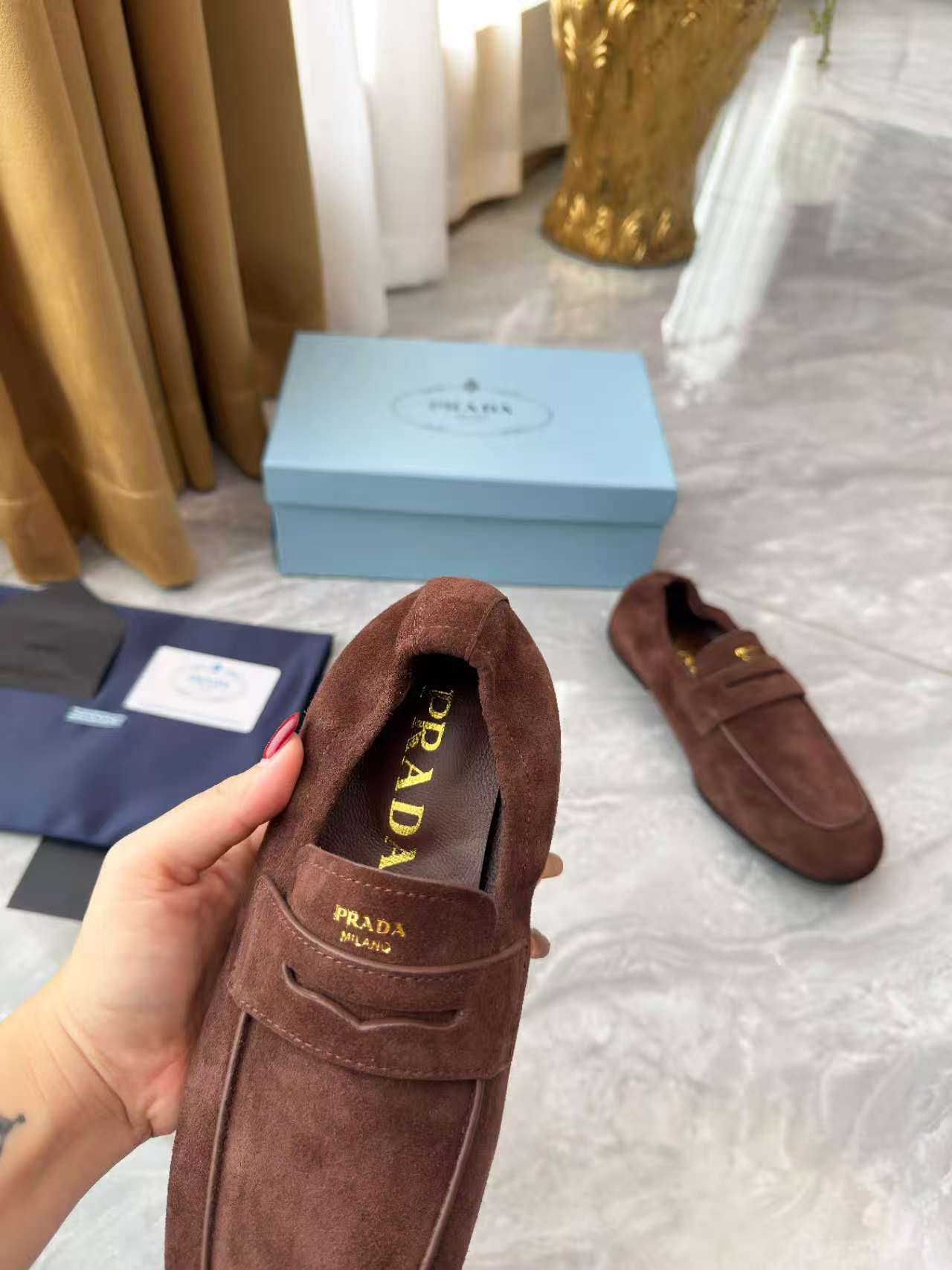 PRADA 25S LOAFERS IN BROWN SUEDE - 35