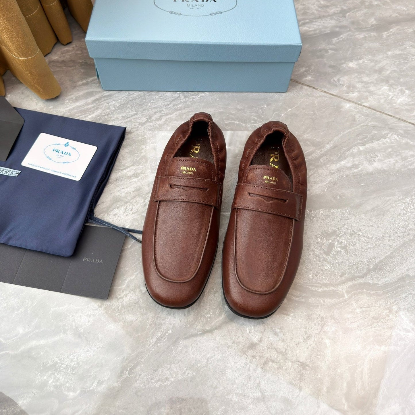 PRADA 25S LOAFERS IN BROWN CALFSKIN - 35