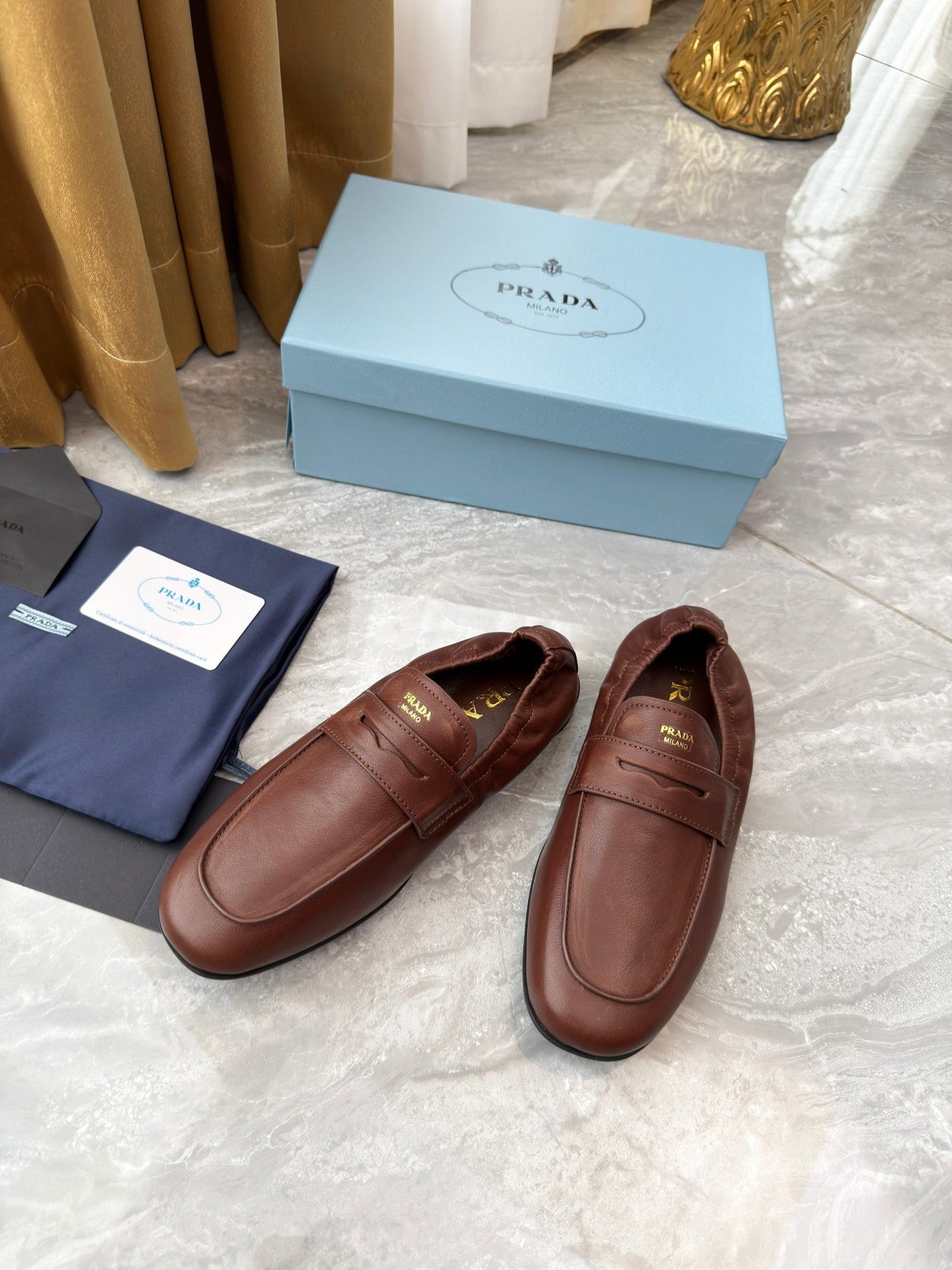 PRADA 25S LOAFERS IN BROWN CALFSKIN - 35