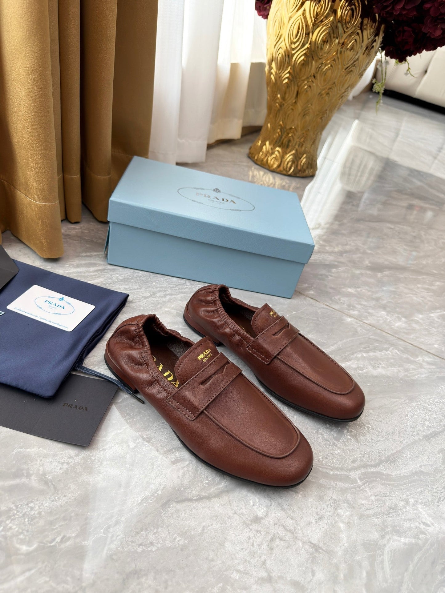 PRADA 25S LOAFERS IN BROWN CALFSKIN - 35