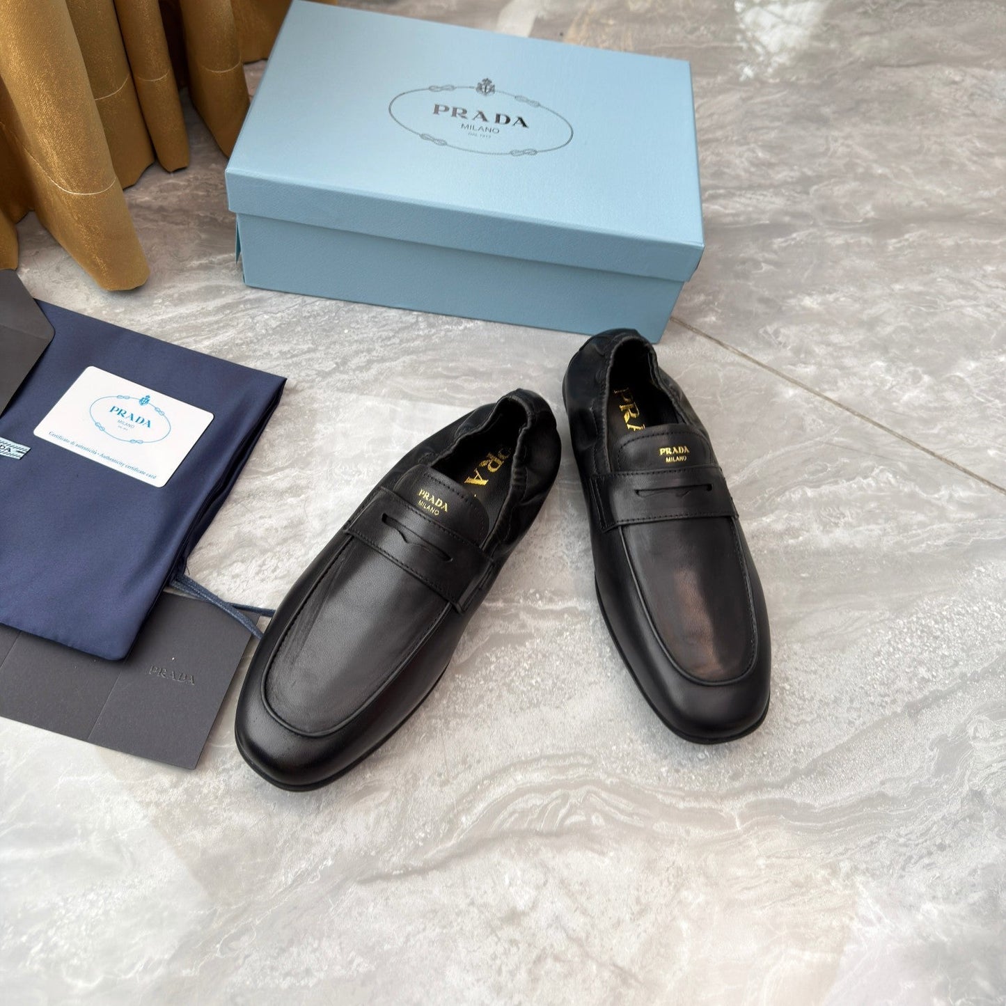 PRADA 25S LOAFERS IN BLACK CALFSKIN - 35