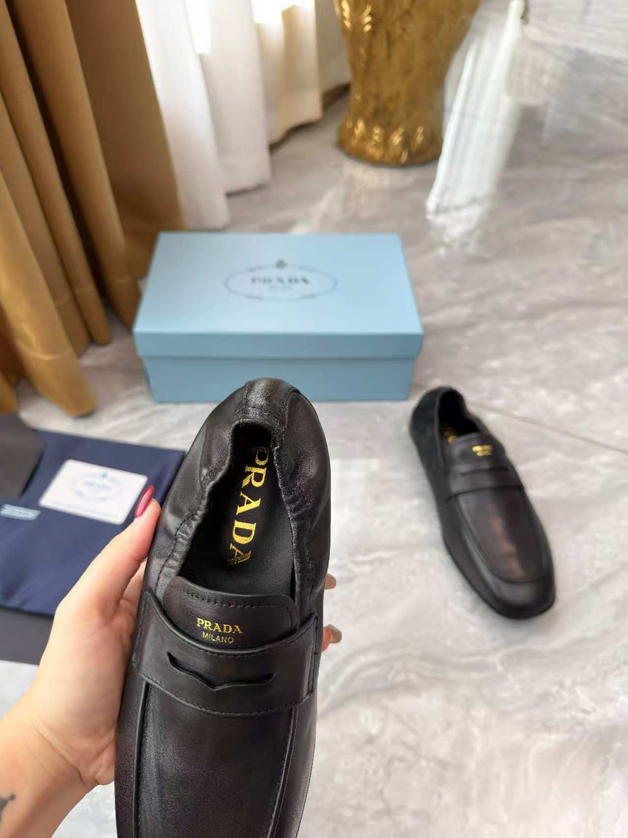 PRADA 25S LOAFERS IN BLACK CALFSKIN - 35