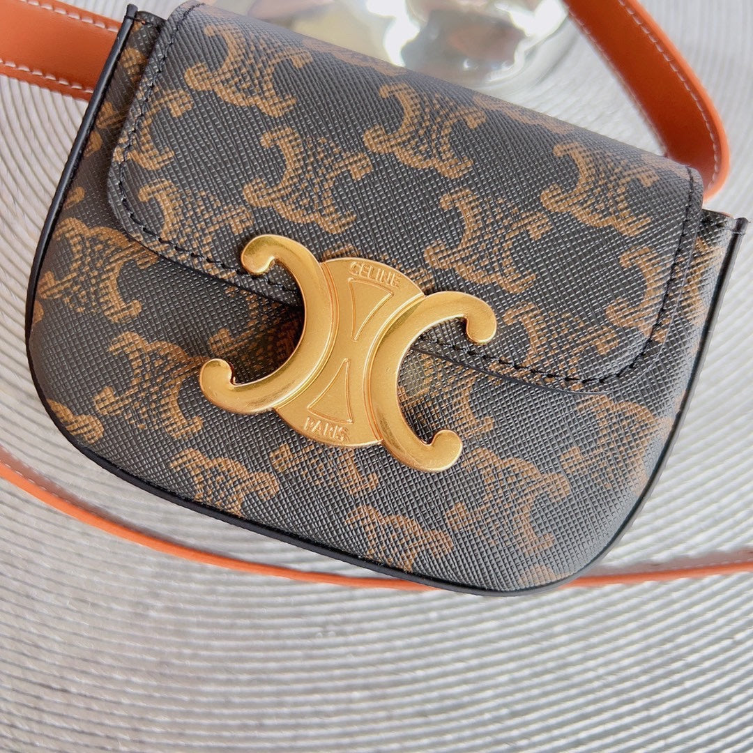 CL BELT MONOGRAM BROWN BAG TRIOMPHE 25 MM BELT TRIOMPHE ORANGE CALFSKIN - 30
