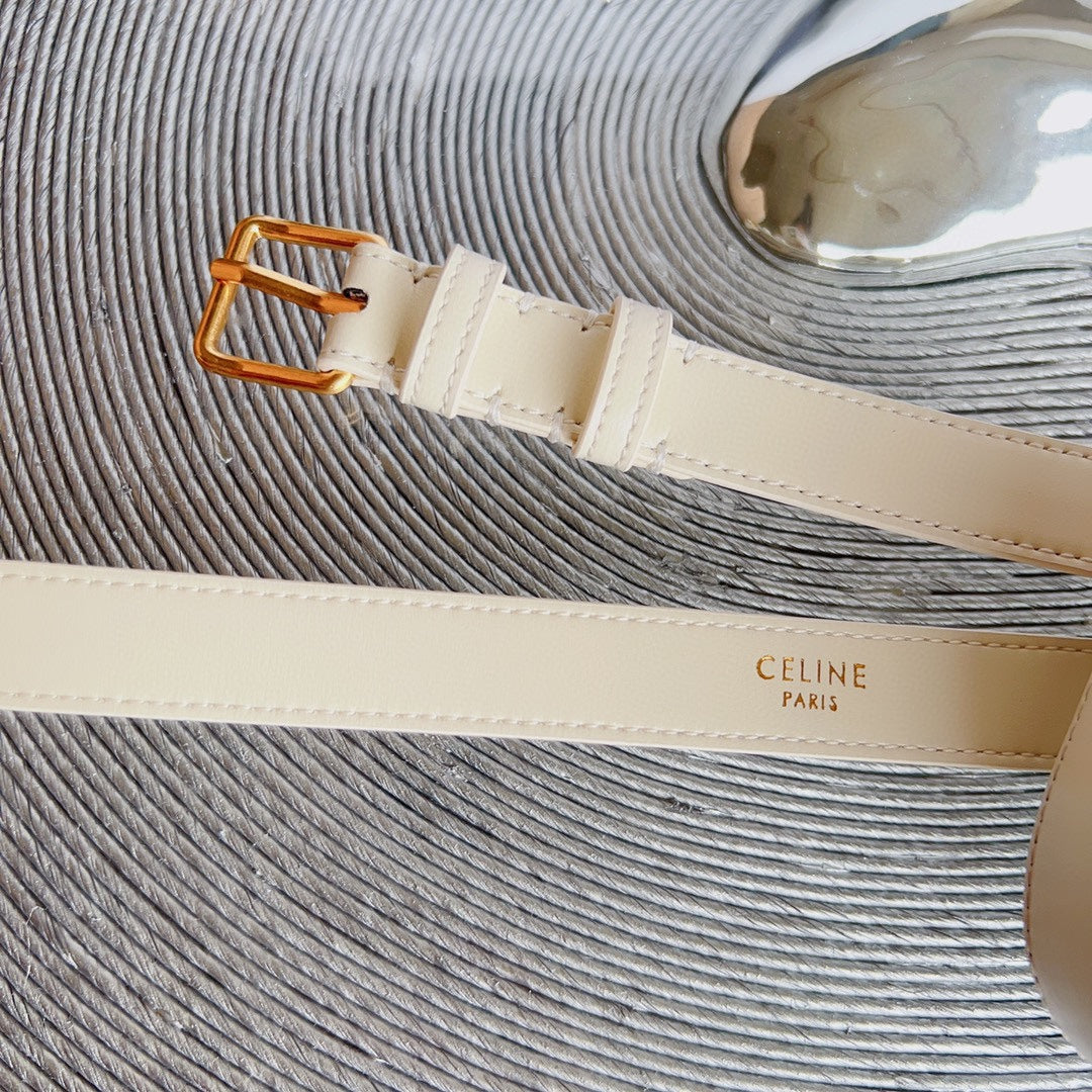 CL BELT BAG TRIOMPHE 25 MM BELT TRIOMPHE WHITE CALFSKIN GOLD HARDWARE - 30