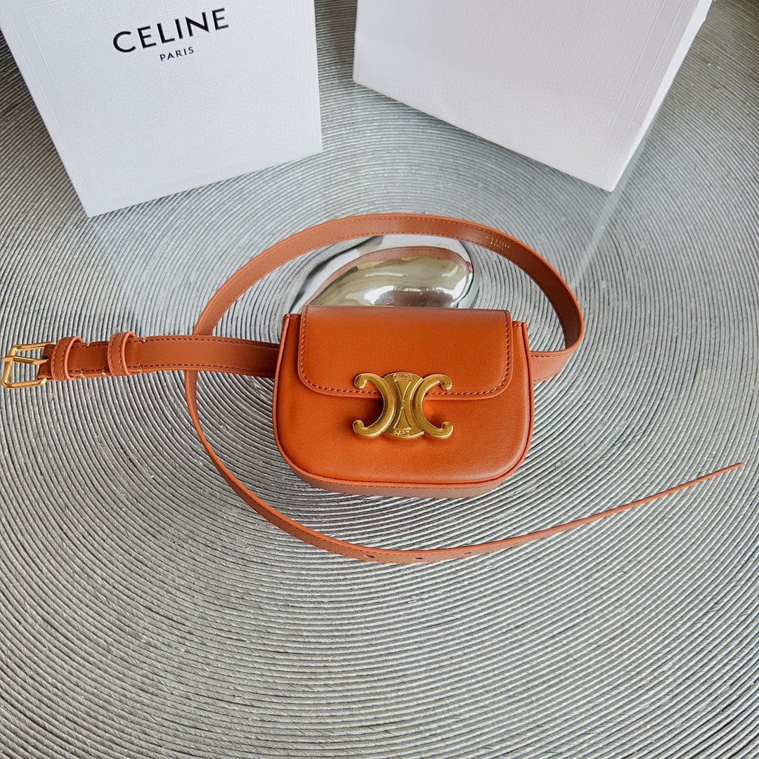 CL BELT BAG TRIOMPHE 25 MM BELT TRIOMPHE ORANGE CALFSKIN GOLD HARDWARE - 30