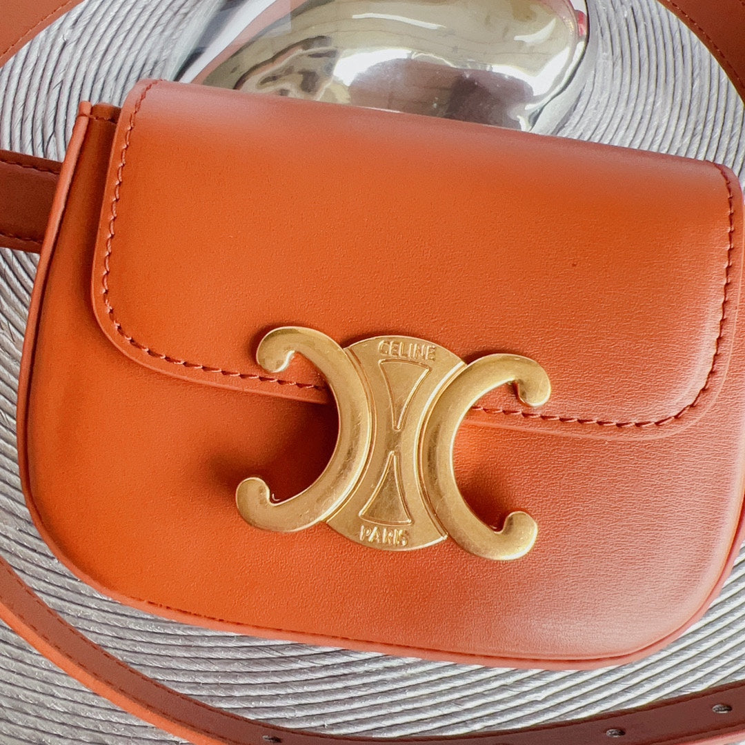 CL BELT BAG TRIOMPHE 25 MM BELT TRIOMPHE ORANGE CALFSKIN GOLD HARDWARE - 30