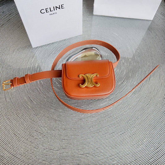 CL BELT BAG TRIOMPHE 25 MM BELT TRIOMPHE ORANGE CALFSKIN GOLD HARDWARE - 30