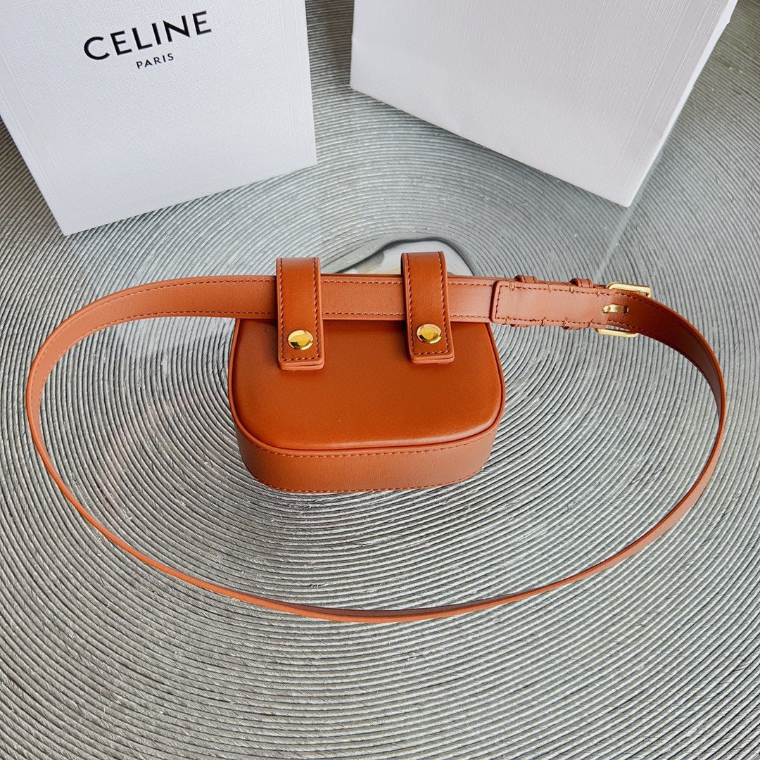 CL BELT BAG TRIOMPHE 25 MM BELT TRIOMPHE ORANGE CALFSKIN GOLD HARDWARE - 30