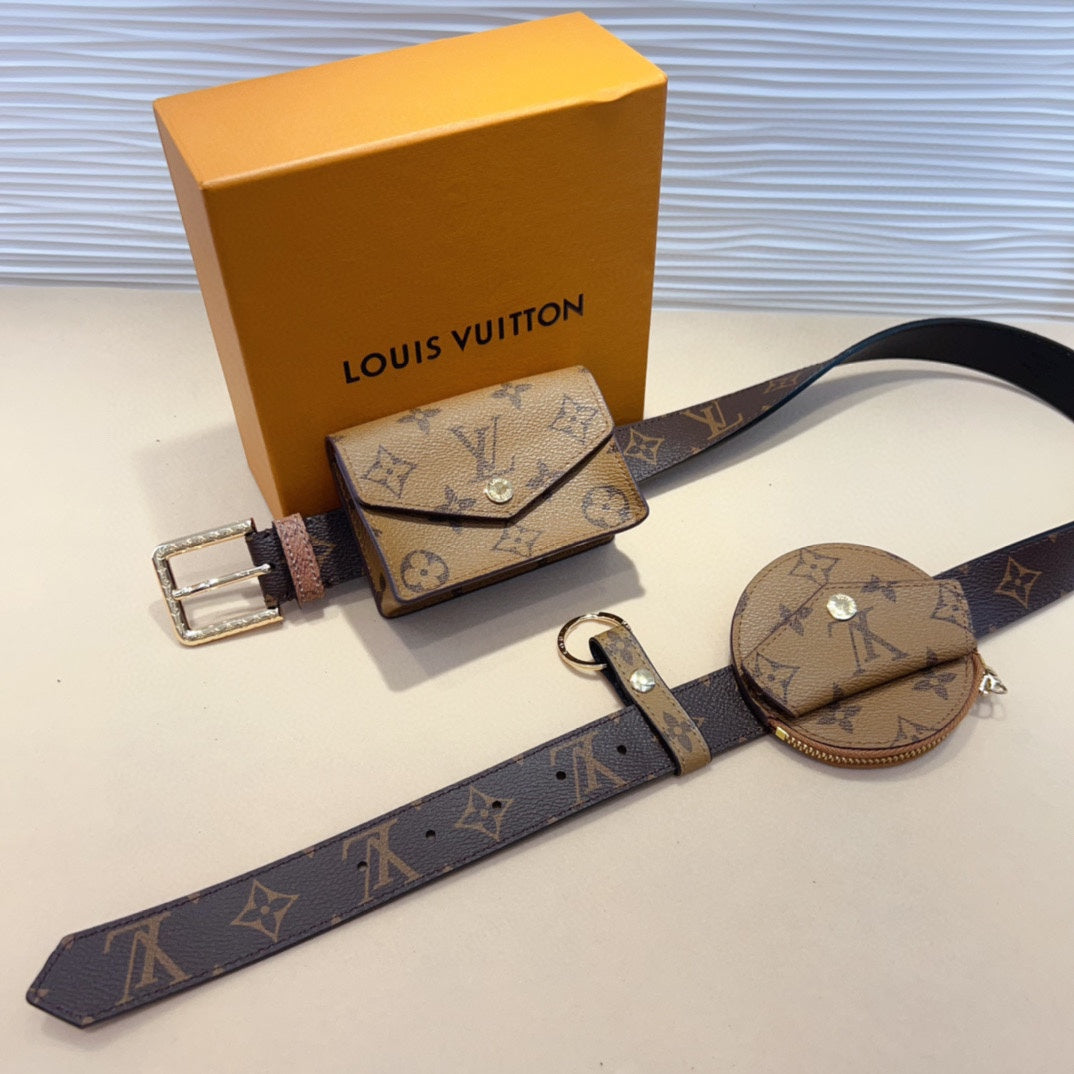 LV Daily Multi Pocket 30mm Belt Bag Light Brown Leather - 30