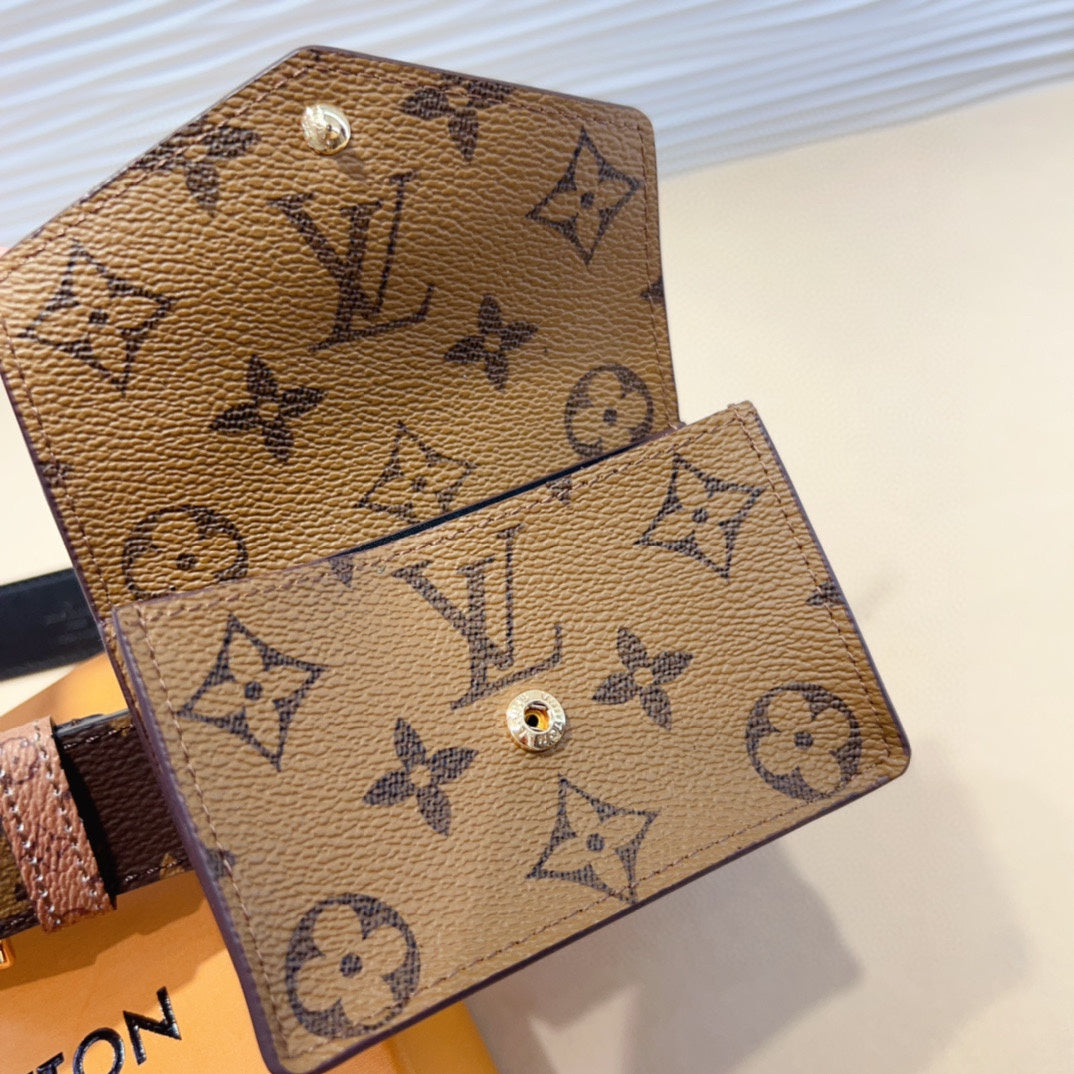 LV MULTI POCKET 30MM BELT IN CAMEL BROWN MONOGRAM CALFSKIN SILVER HARDWARE - 30
