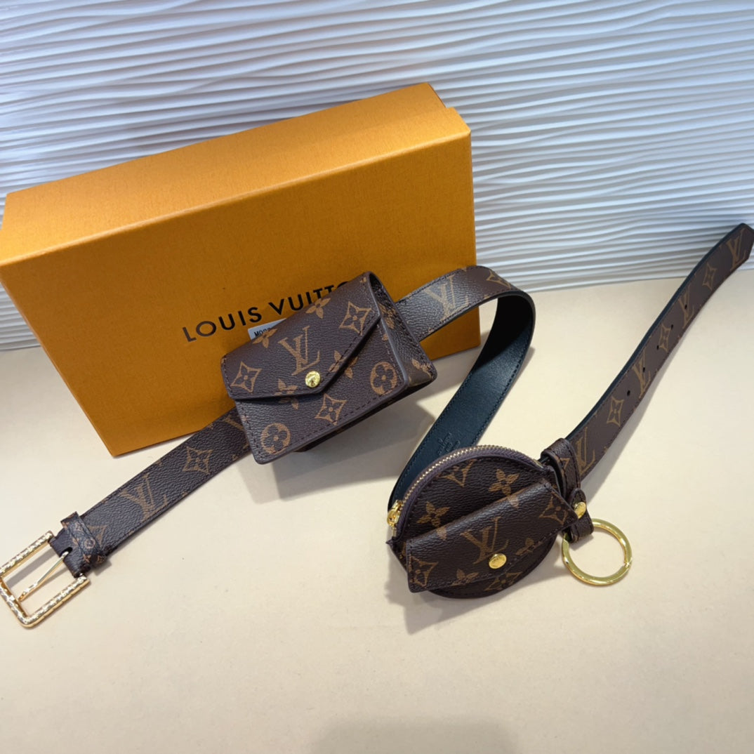 LV Daily Multi Pocket 30mm Belt Bag Brown Leather - 30