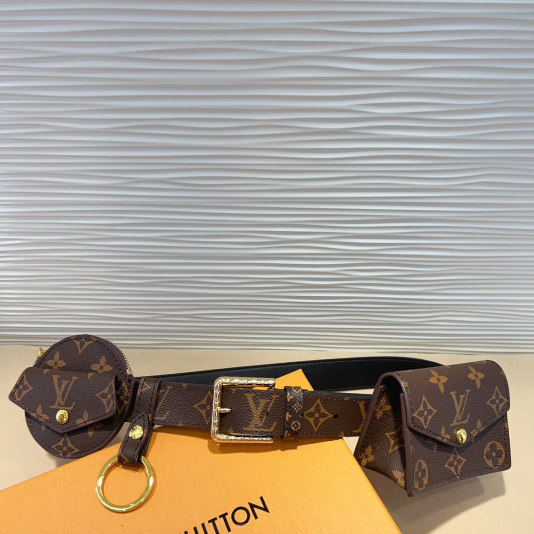 LV Daily Multi Pocket 30mm Belt Bag Brown Leather - 30