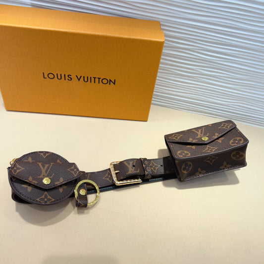 LV Daily Multi Pocket 30mm Belt Bag Brown Leather - 30