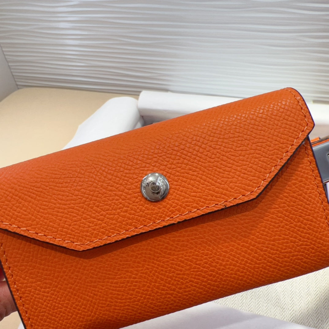 HM KELLY POCKET 18MM BELT ORANGE LEATHER SILVER HARDWARE - 30