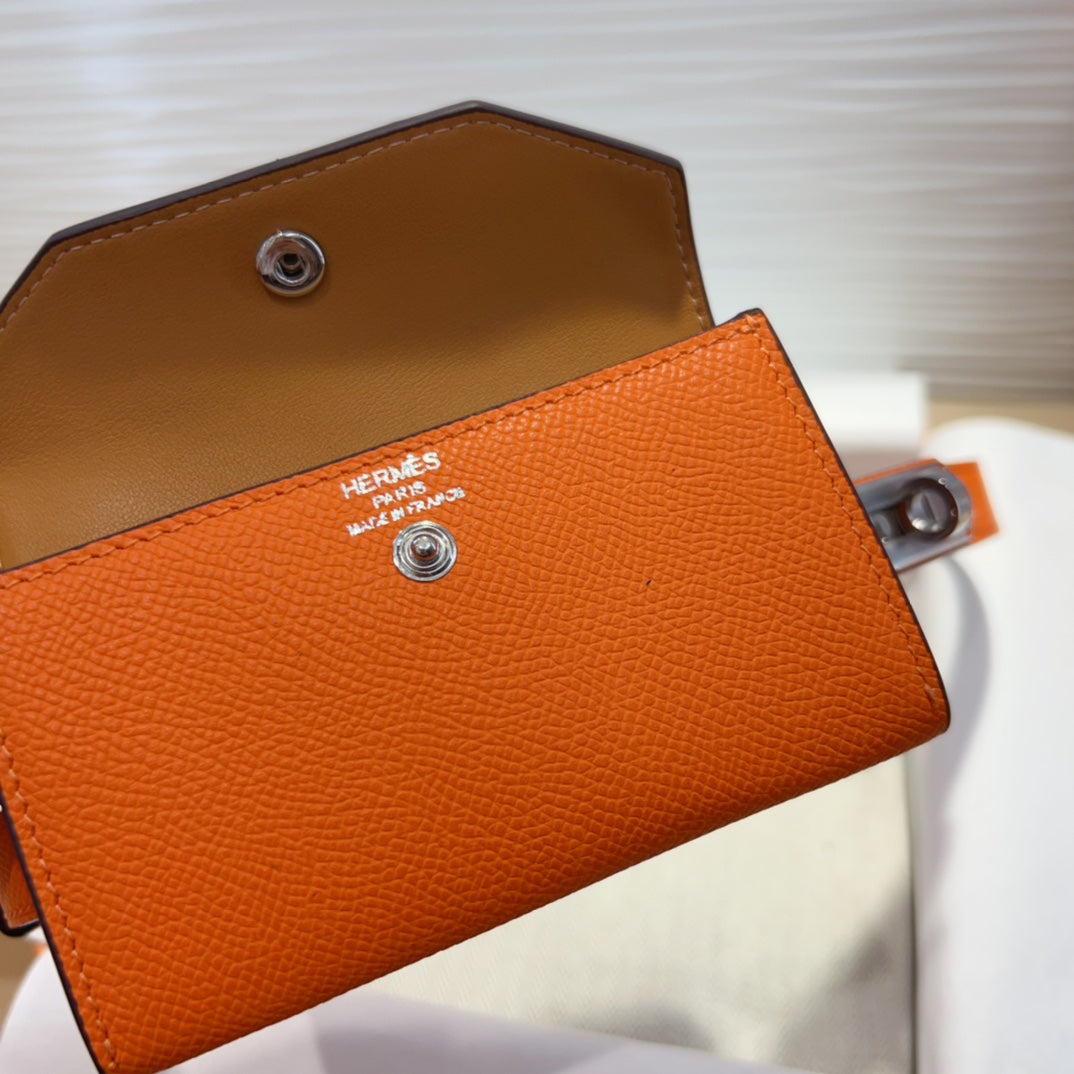 HM KELLY POCKET 18MM BELT ORANGE LEATHER SILVER HARDWARE - 30