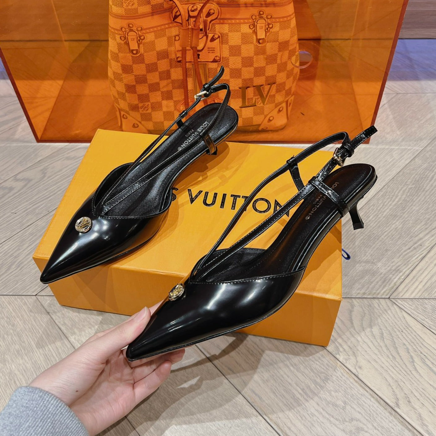 LV LOW HEEL SLINGBACK BLACK - 34