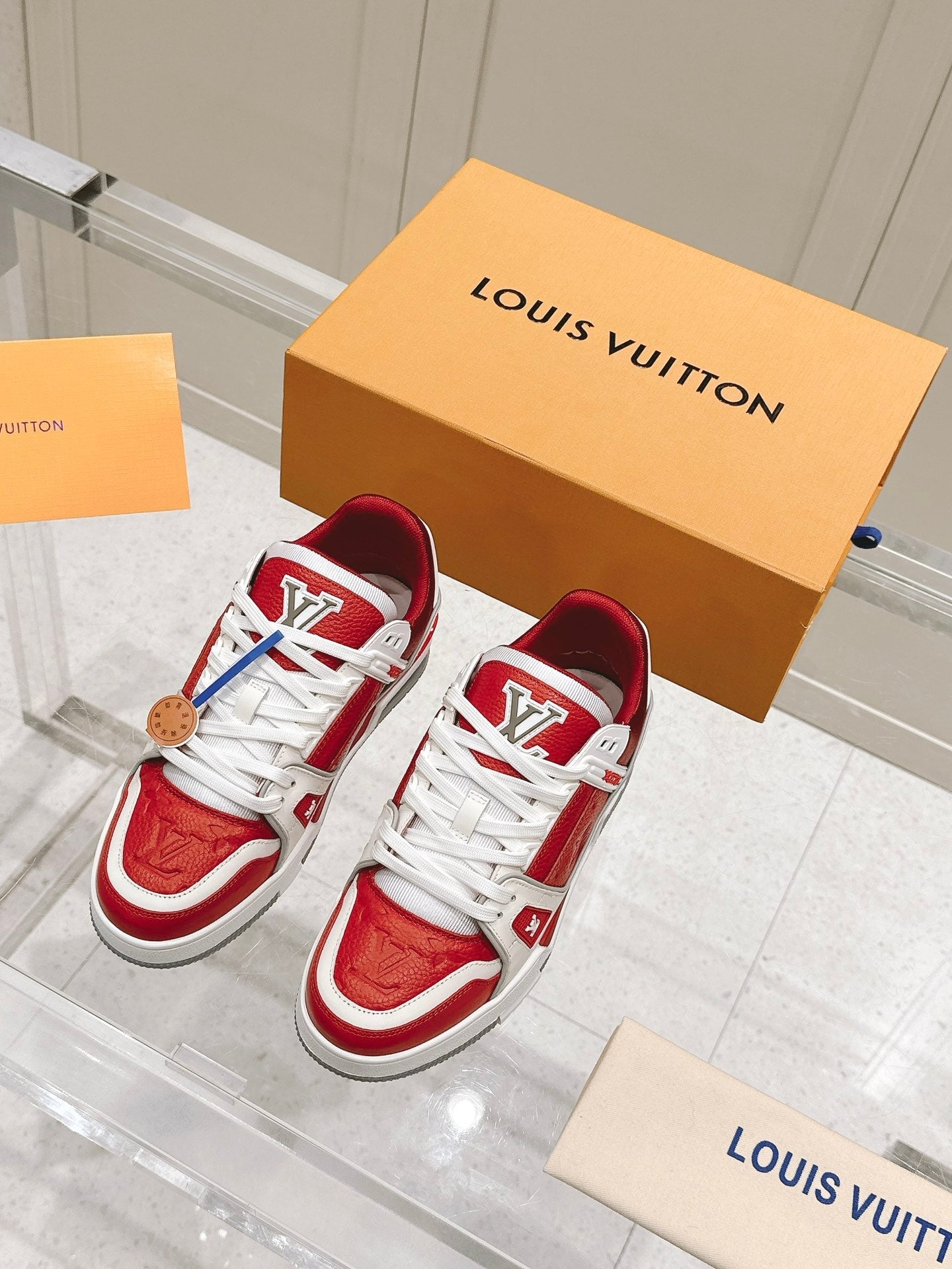 LV TRAINER SNEAKER IN SARI RED GRAINED CALFSKIN - 35