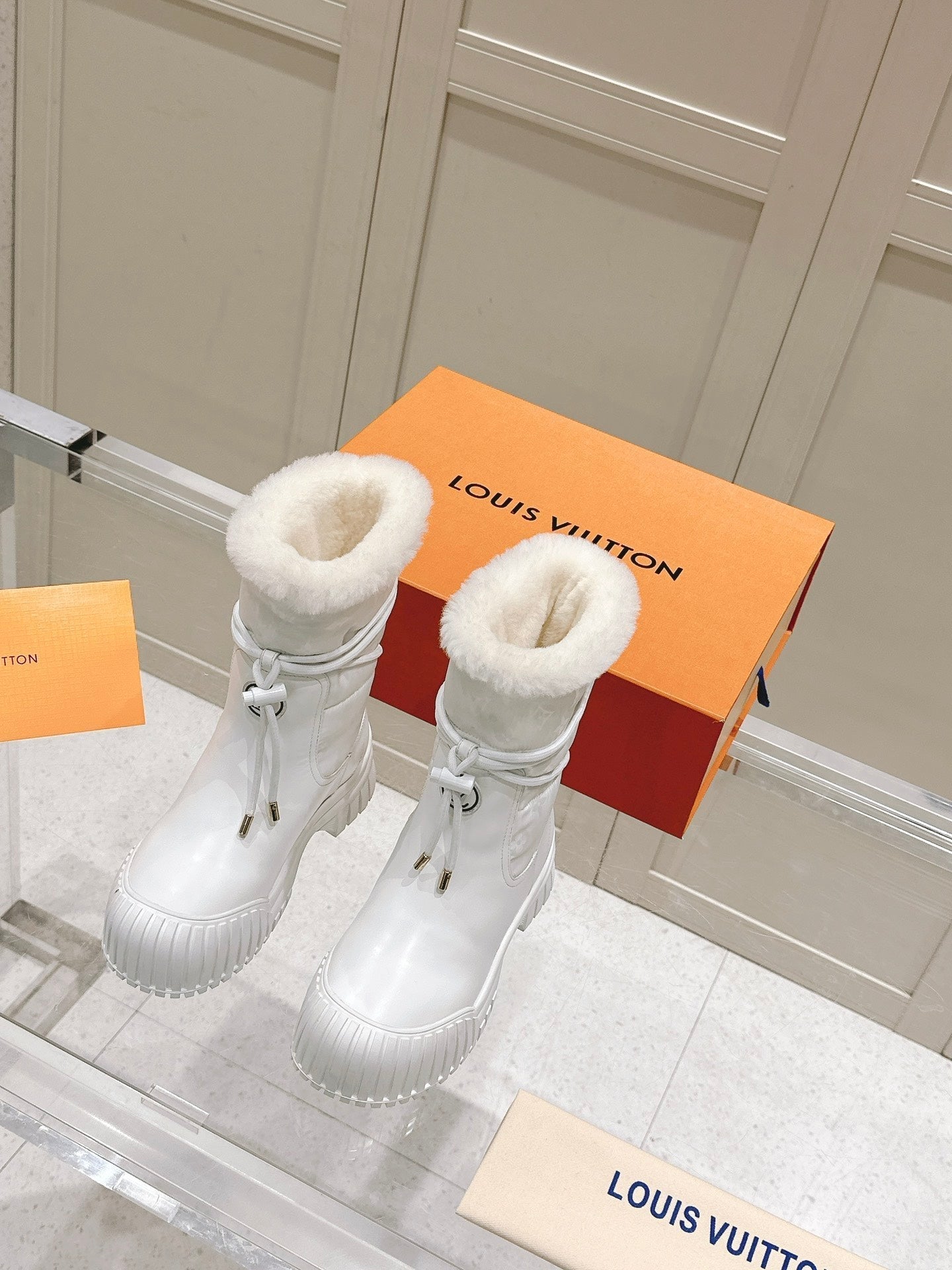 RUBY FLAT ANKLE BOOT IN WHITE CALFSKIN AND MONOGRAM NYLON - 35