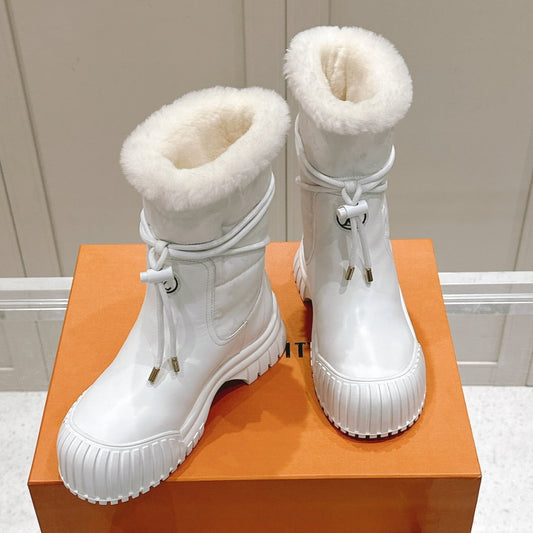 RUBY FLAT ANKLE BOOT IN WHITE CALFSKIN AND MONOGRAM NYLON - 35