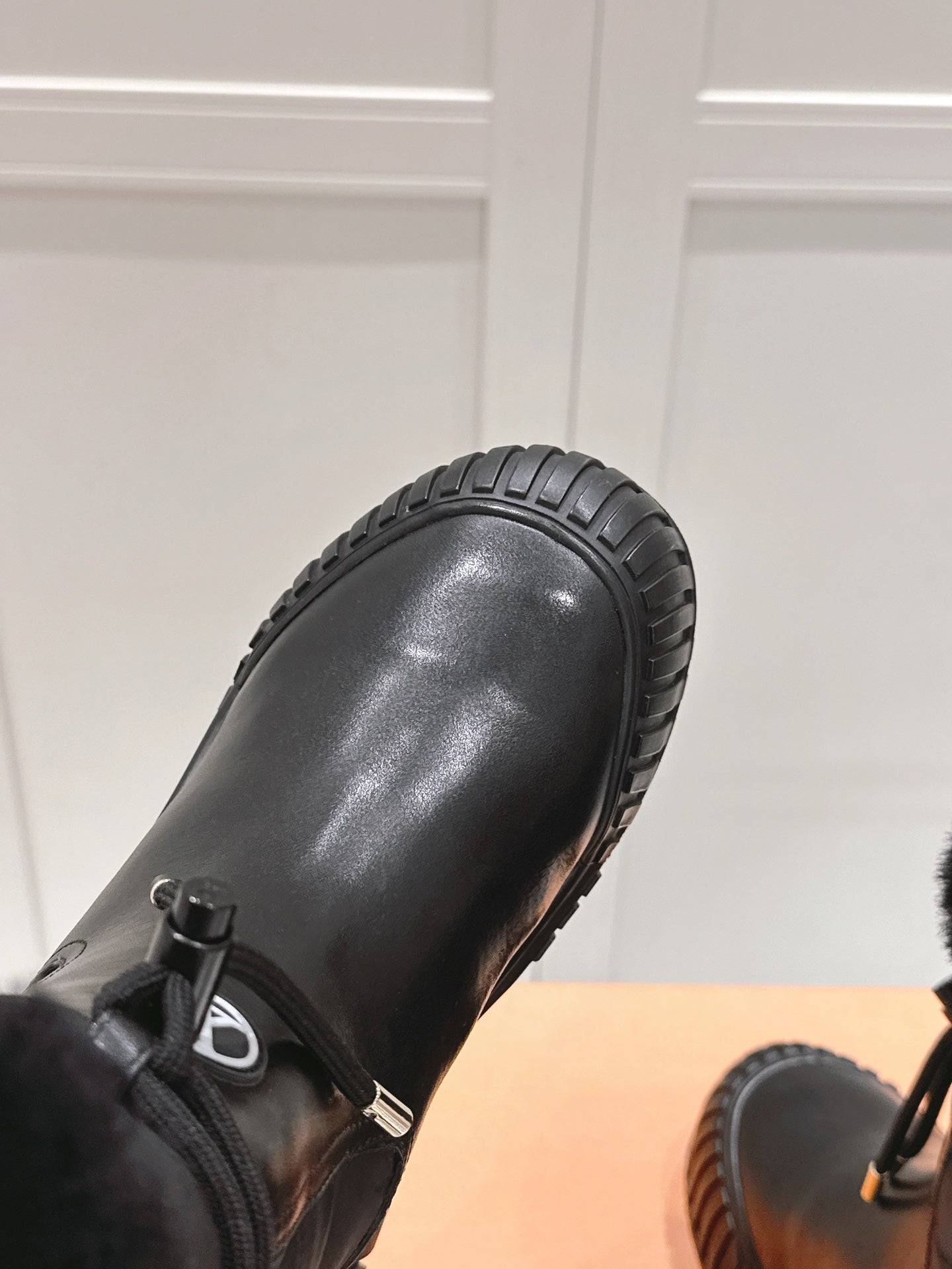 RUBY FLAT ANKLE BOOT IN BLACK CALFSKIN AND MONOGRAM NYLON - 35