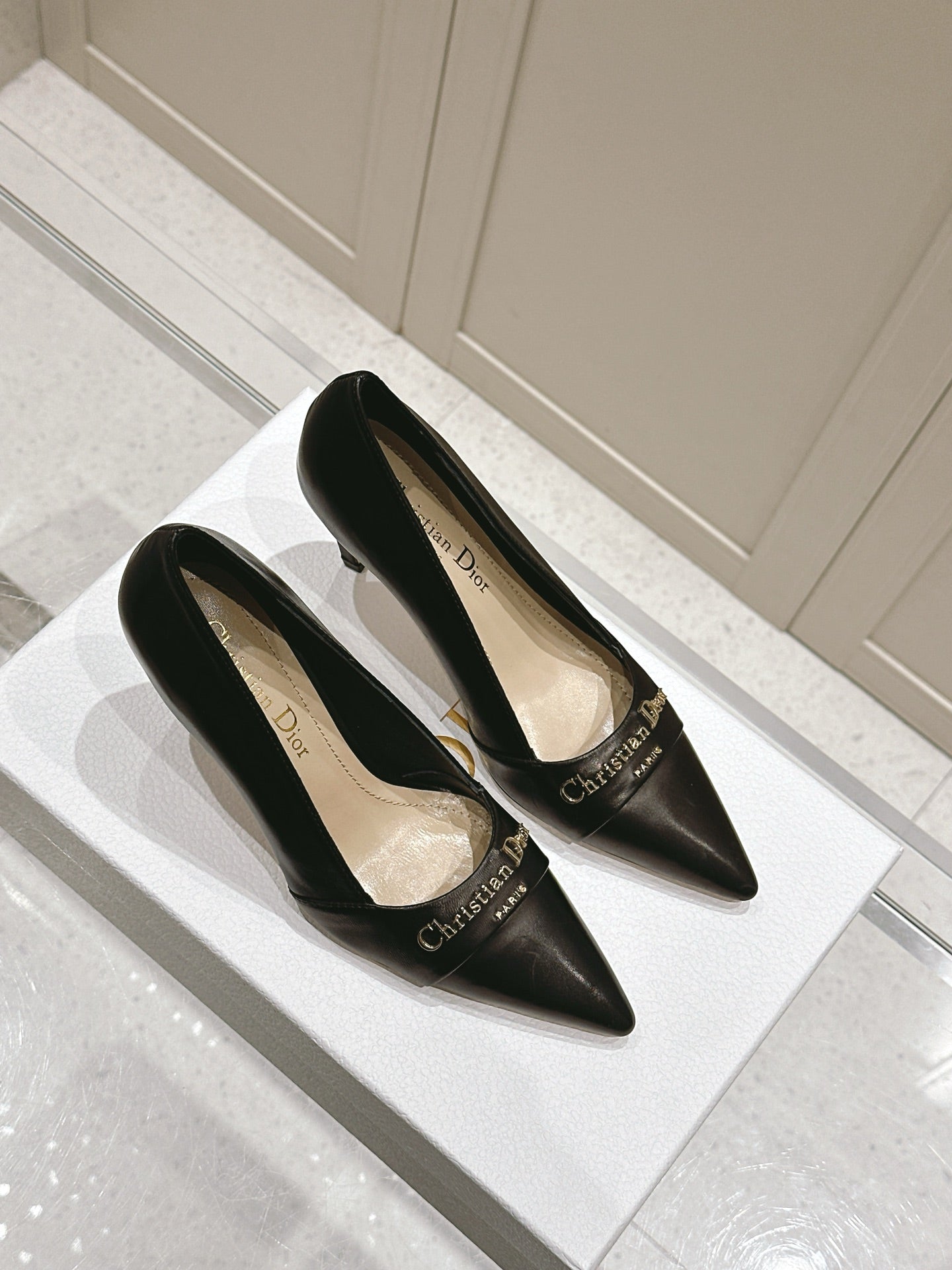 MY DD 25S POINTED TOE PUMP 50MM IN BLACK CALFSKIN - 34