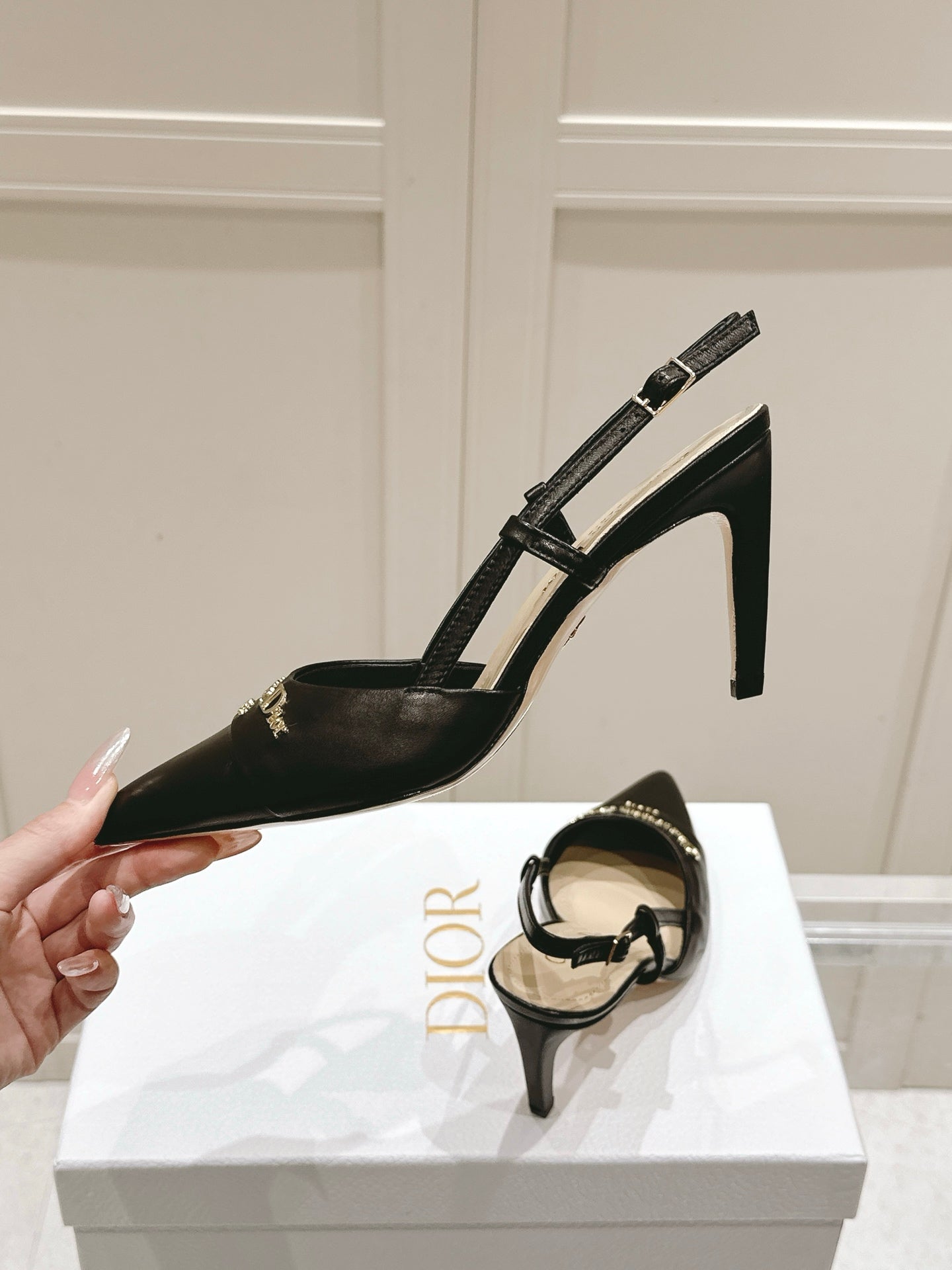 MY DD 25S SLINGBACK PUMP 50MM IN BLACK CALFSKIN - 34