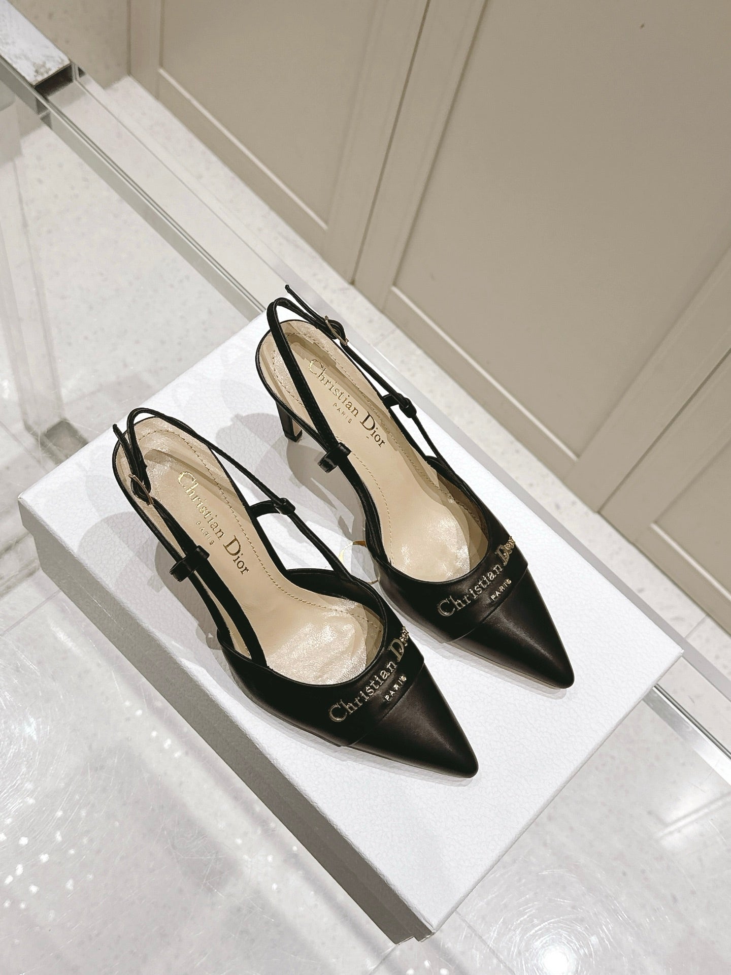 MY DD 25S SLINGBACK PUMP 50MM IN BLACK CALFSKIN - 34