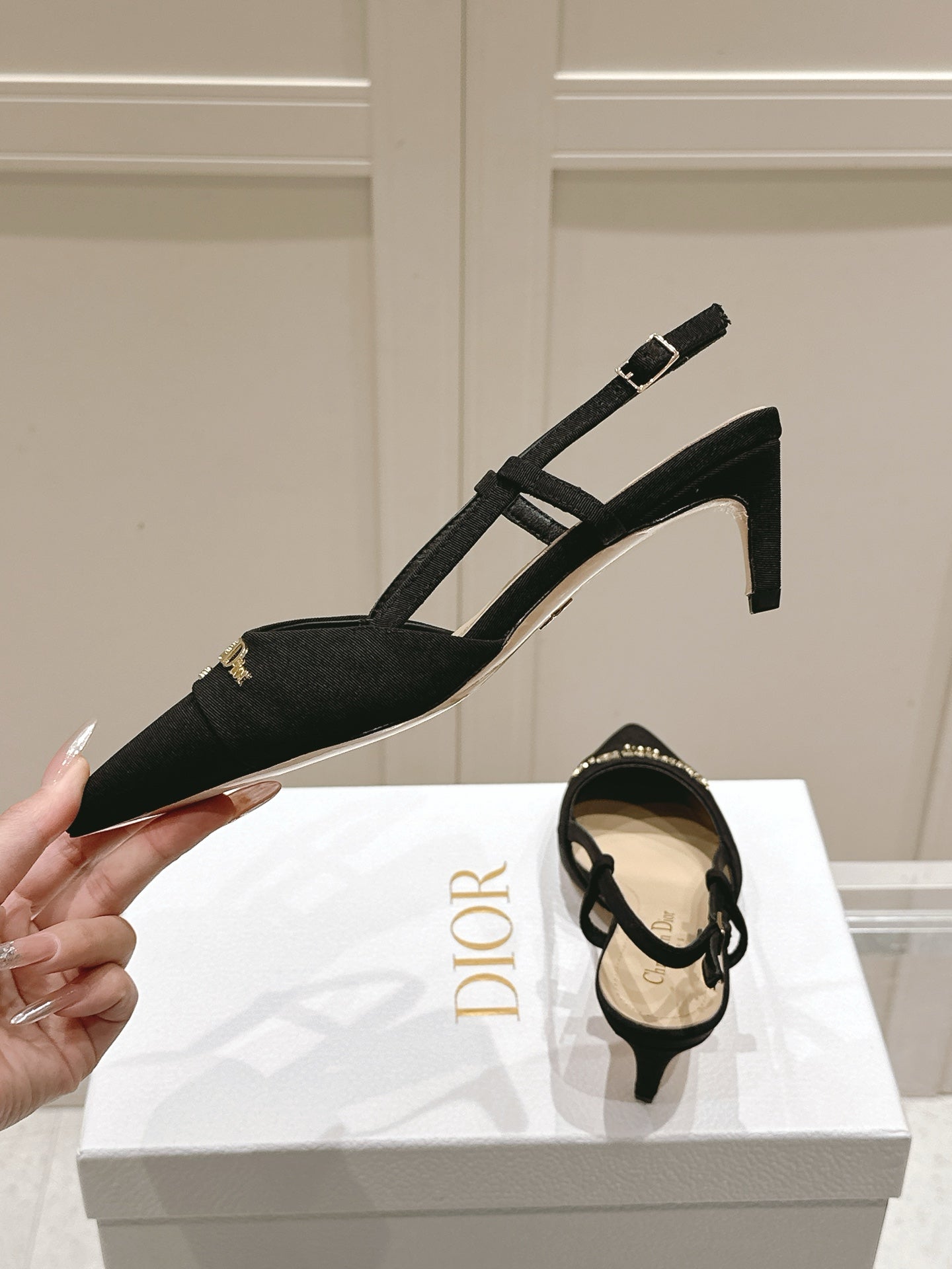 MY DD 25S SLINGBACK PUMP 50MM IN BLACK FABRIC - 34