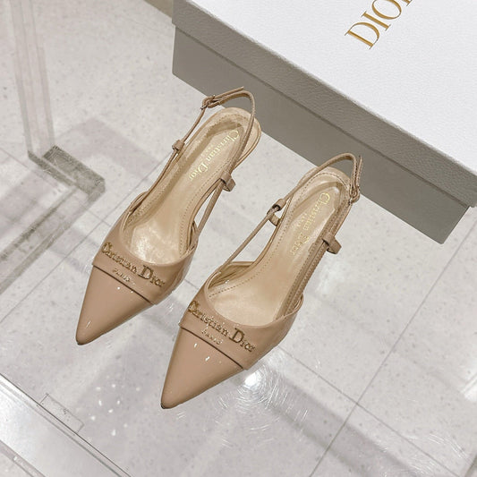 MY DD 25S SLINGBACK PUMP 50MM IN BEIGE GLOSSY CALFSKIN - 34