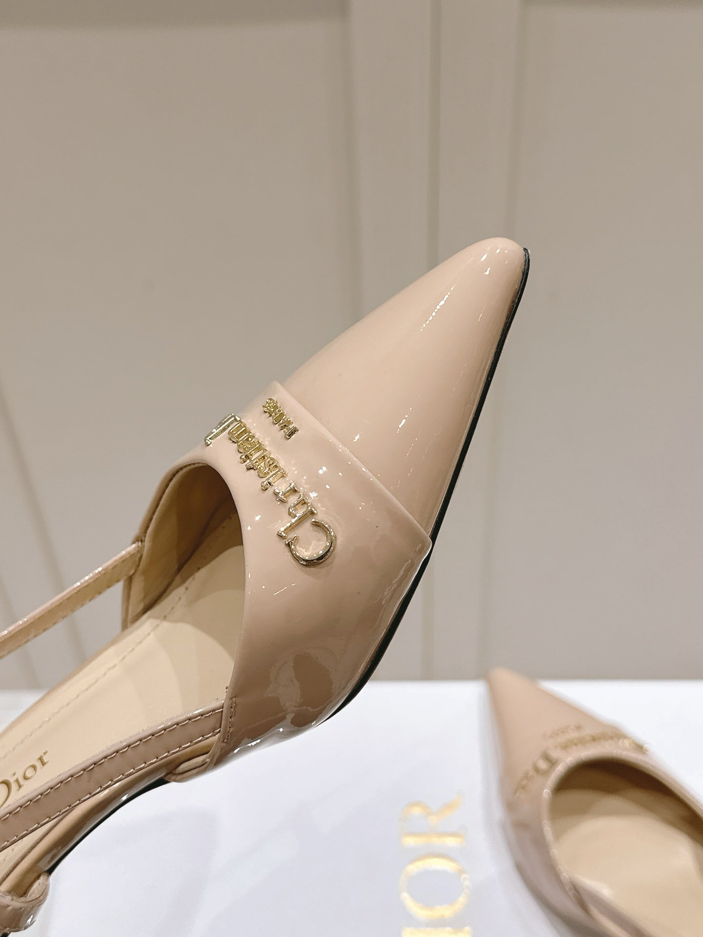 MY DD 25S SLINGBACK PUMP 50MM IN BEIGE GLOSSY CALFSKIN - 34