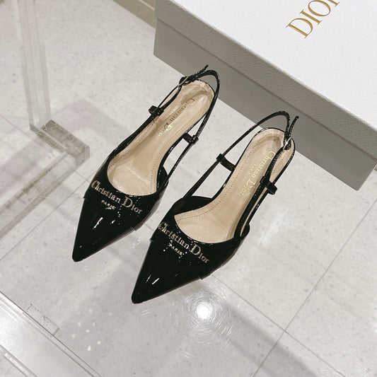 MY DD 25S SLINGBACK PUMP 50MM IN BLACK GLOSSY CALFSKIN - 34