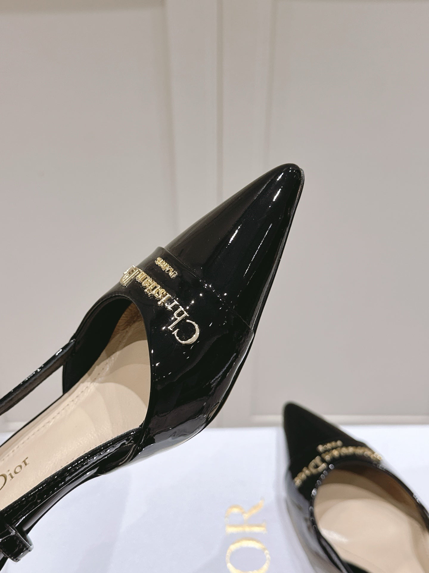 MY DD 25S SLINGBACK PUMP 50MM IN BLACK GLOSSY CALFSKIN - 34
