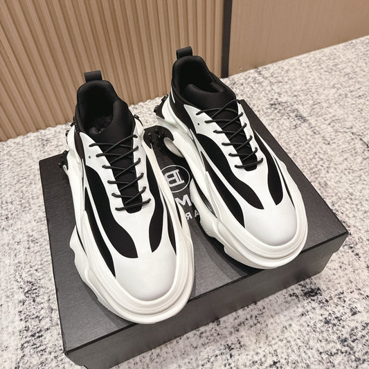 Кросівки BALMAIN 26S 60 ММ З БІЛОЇ ТА ЧОРНОЇ ТЕЛЯЧОЇ ШКІРИ